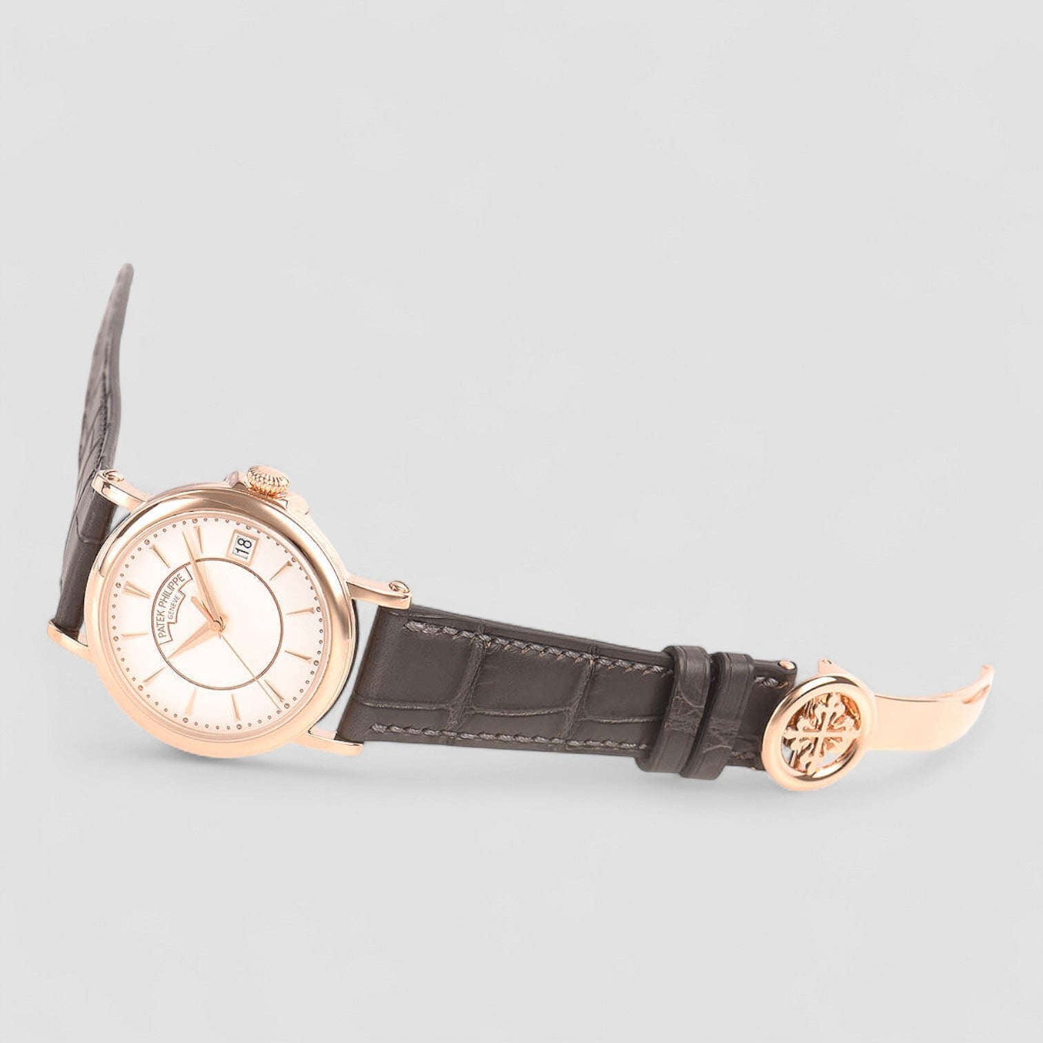 Calatrava 18k Rose Gold Silver Dial Mens Watch