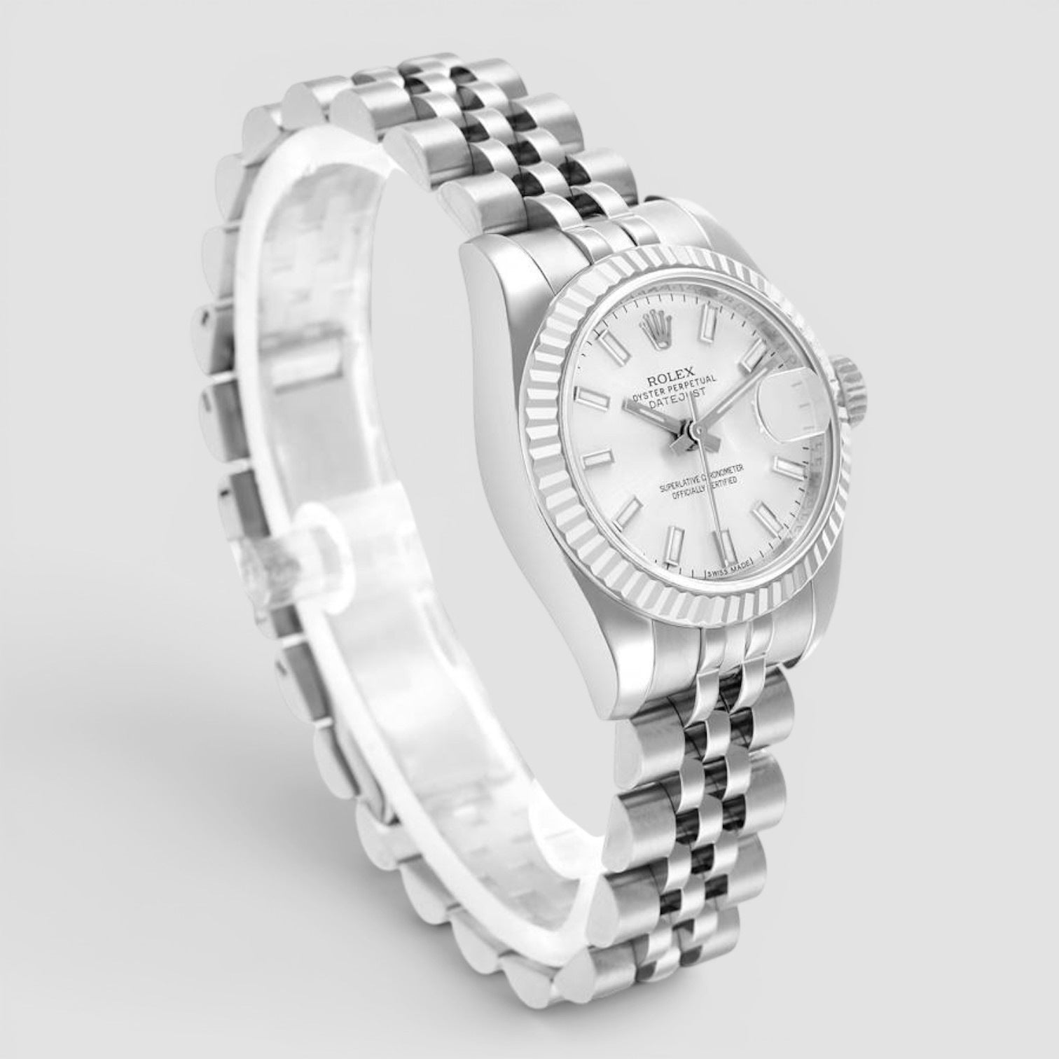 Lady-Datejust 26mm Steel & White Gold Silver Dial