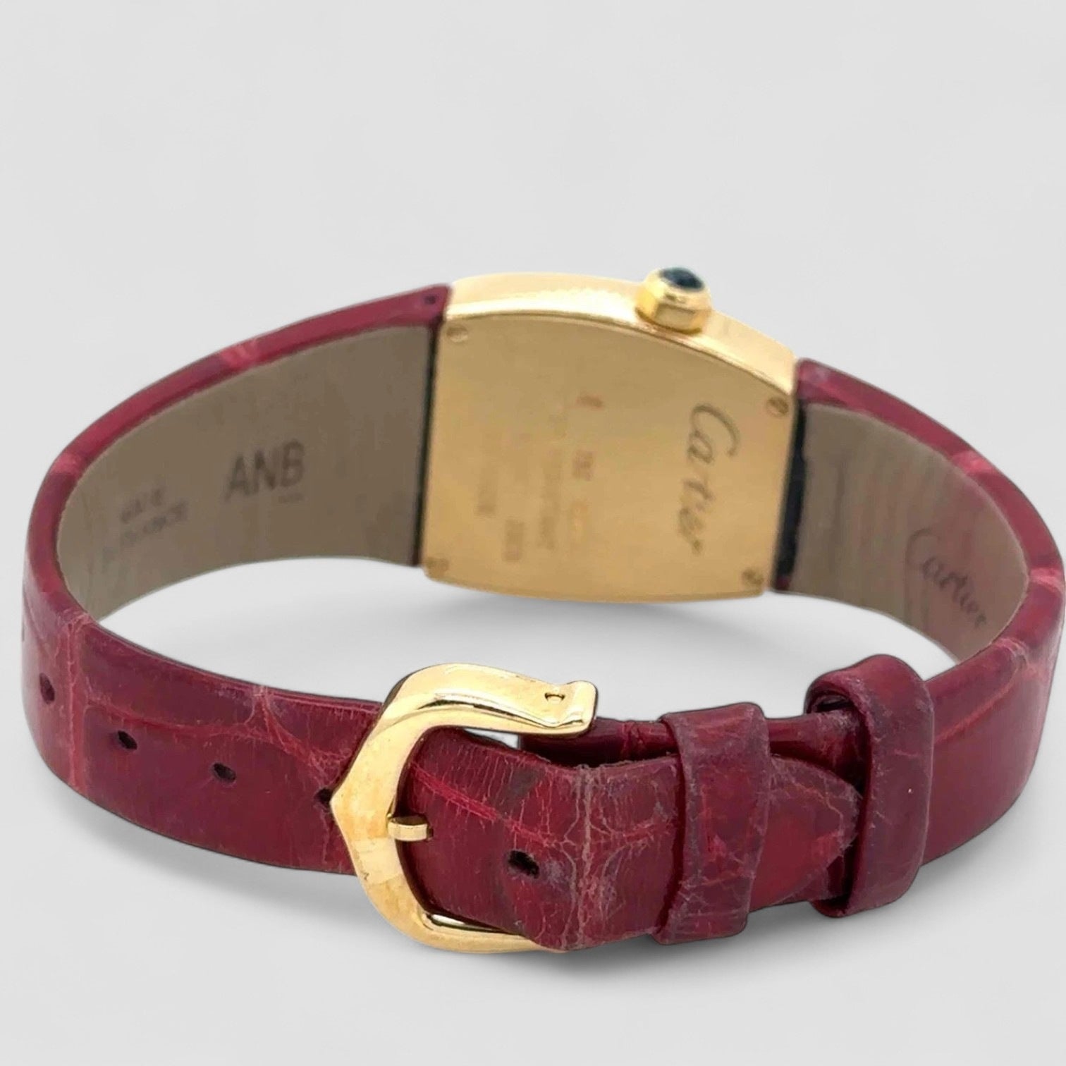 La Dona Small Model Quartz 18k Yellow Gold Red Leather Ladies