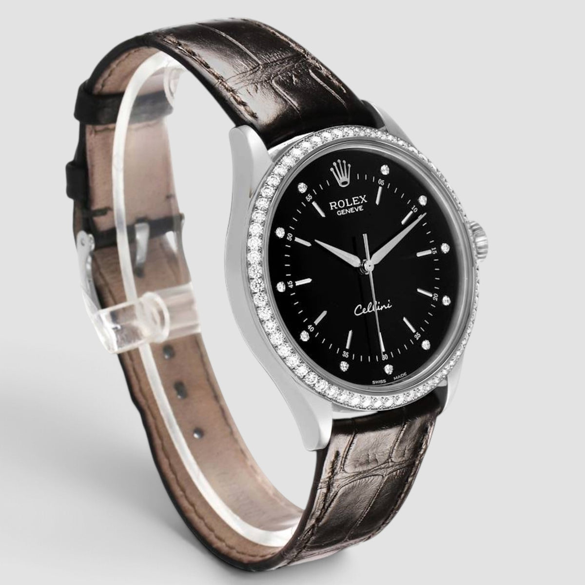 Cellini Time 39 White Gold Diamond Black Dial