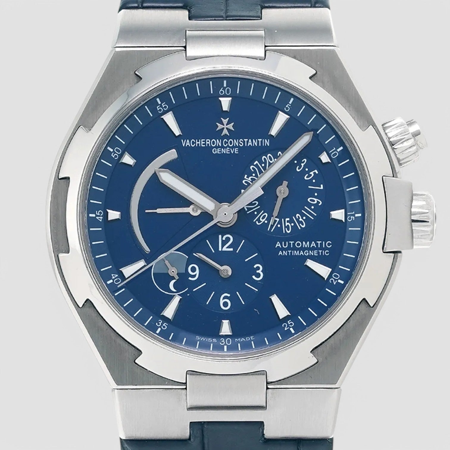 Overseas 47450 Dual Time SS Blue Dial