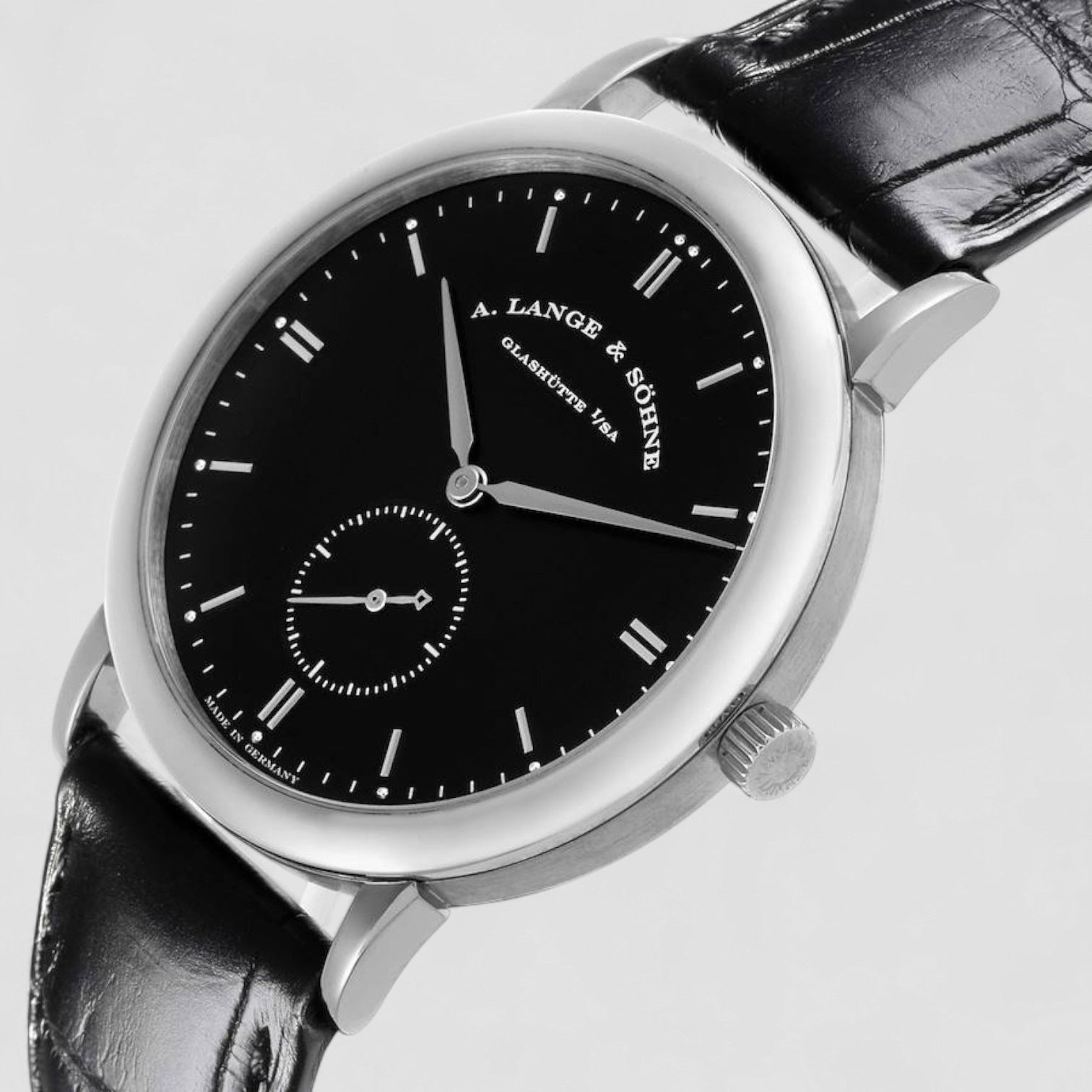 Saxonia White Gold Black Dial Mens Watch