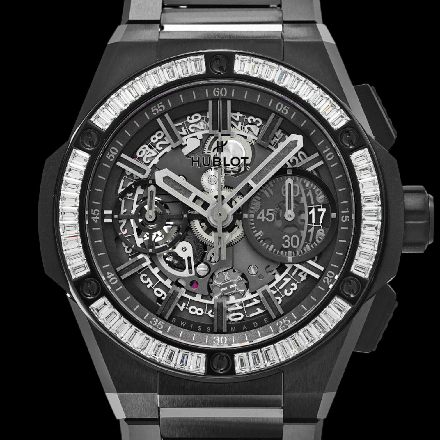 Big Bang Integrated All Black Baguette Diamonds Black Men's Watch