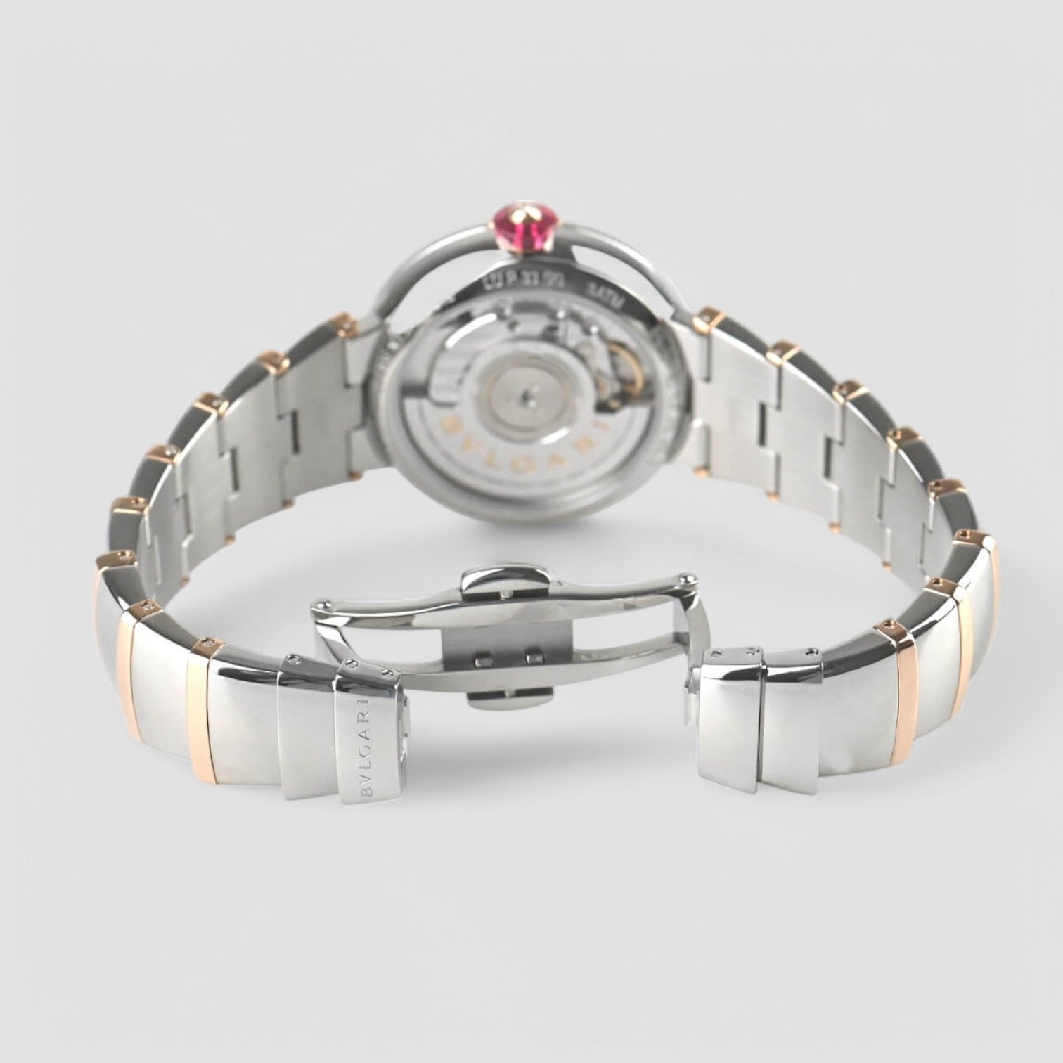 Lvcea Automatic Silver Opaline Dial 18kt Pink Gold and Steel Ladies Watch