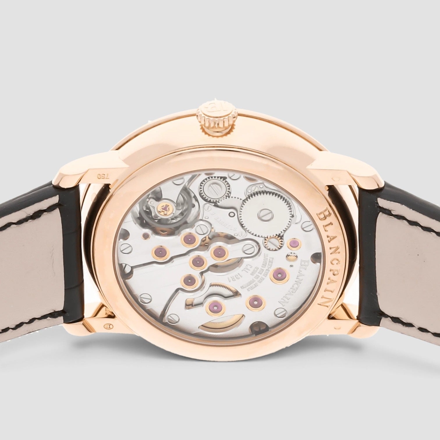 Villeret 8 Jours Manual 42mm Rose Gold Black Enamel Dial