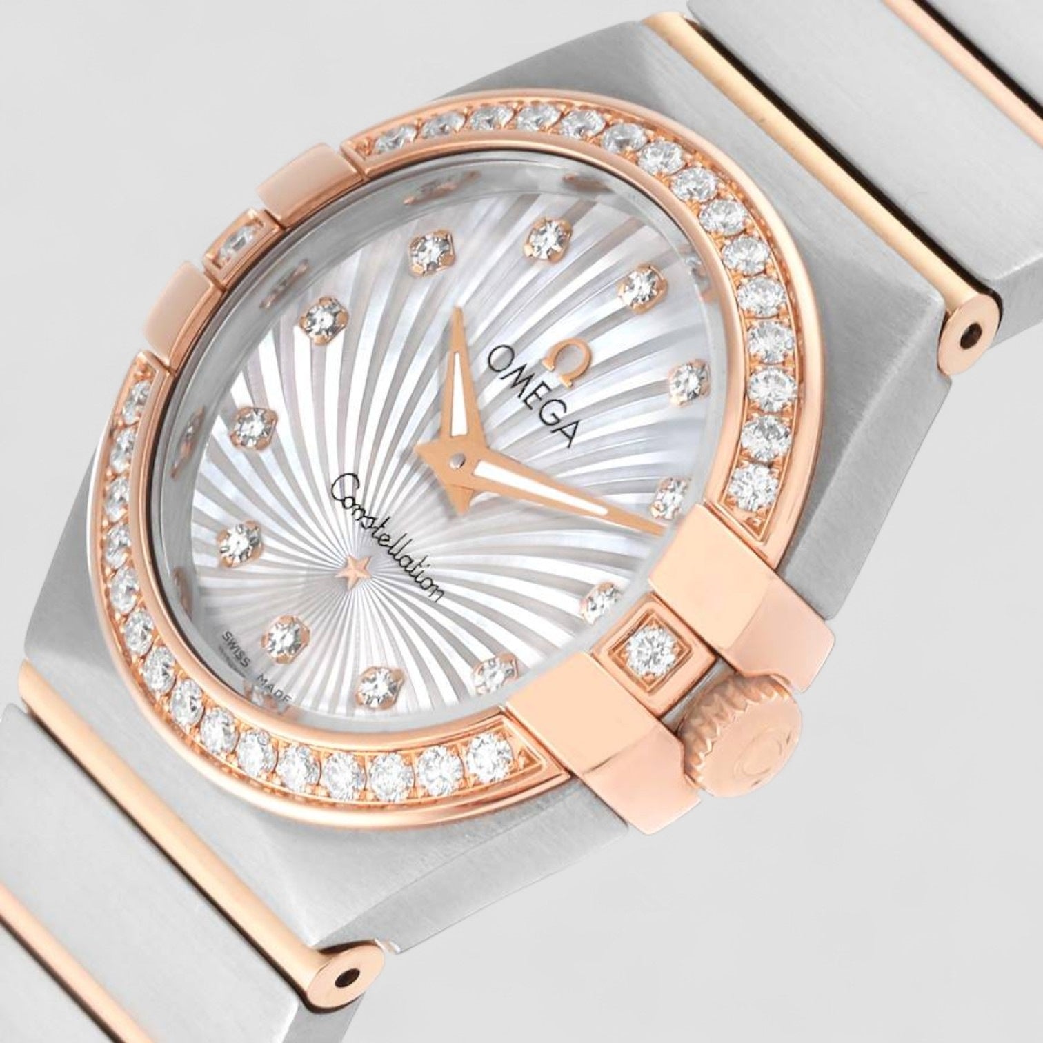 Constellation 27 Steel Rose Gold Mother Of Pearl Diamond Ladies Watch