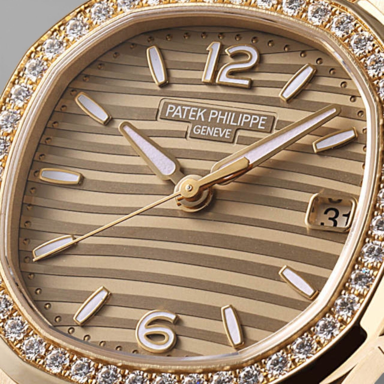 Nautilus Rose Gold Diamond Bezel Ladies Watch