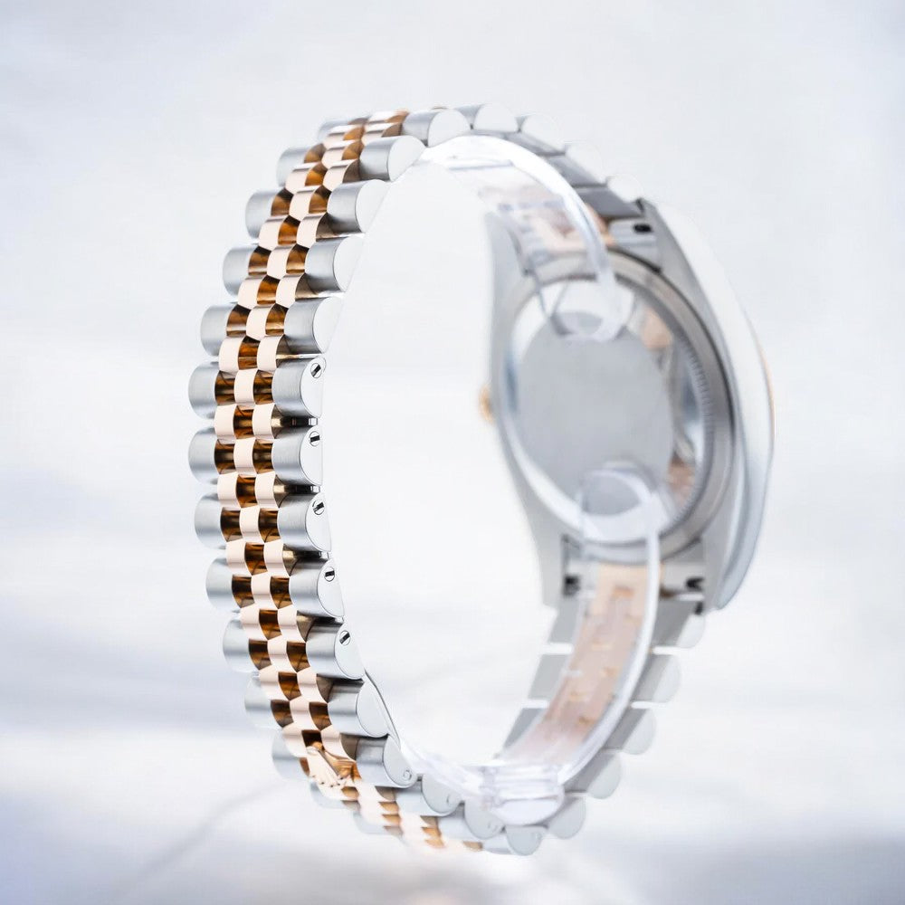 Datejust 36mm Everose Gold & Steel Black Roman Dial and Fluted Bezel