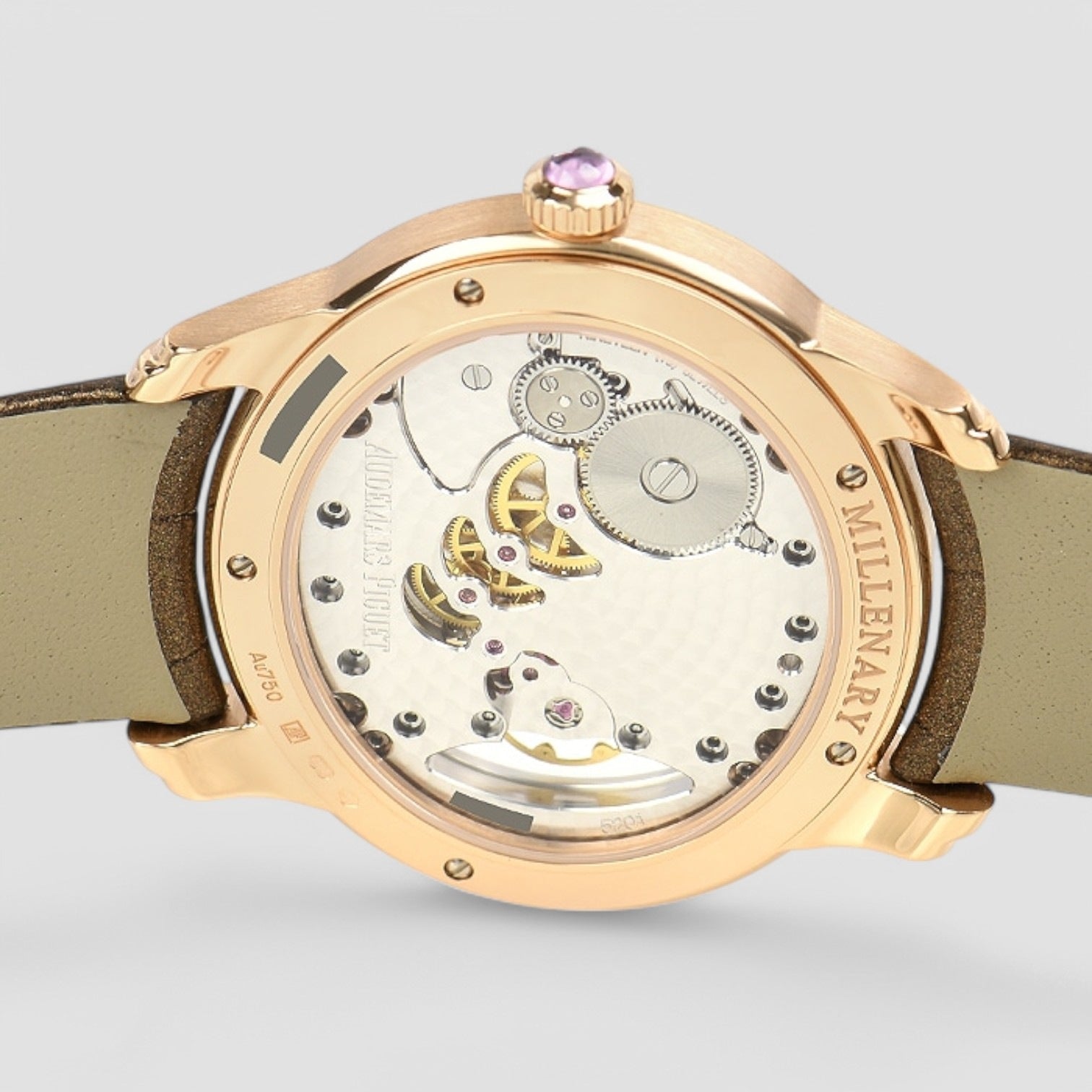 Millenary White Mother Of Pearl Dial Ladies 18 Carat Pink Gold Watch