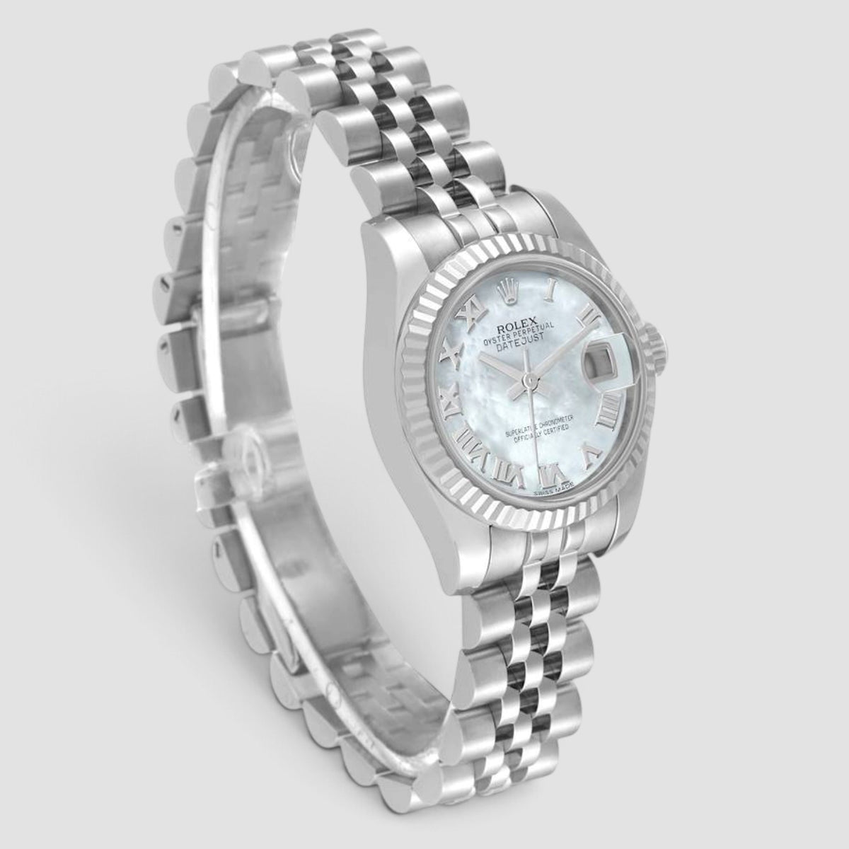 Lady-Datejust White Mother-of-Pearl Roman Numeral Dial Jubilee