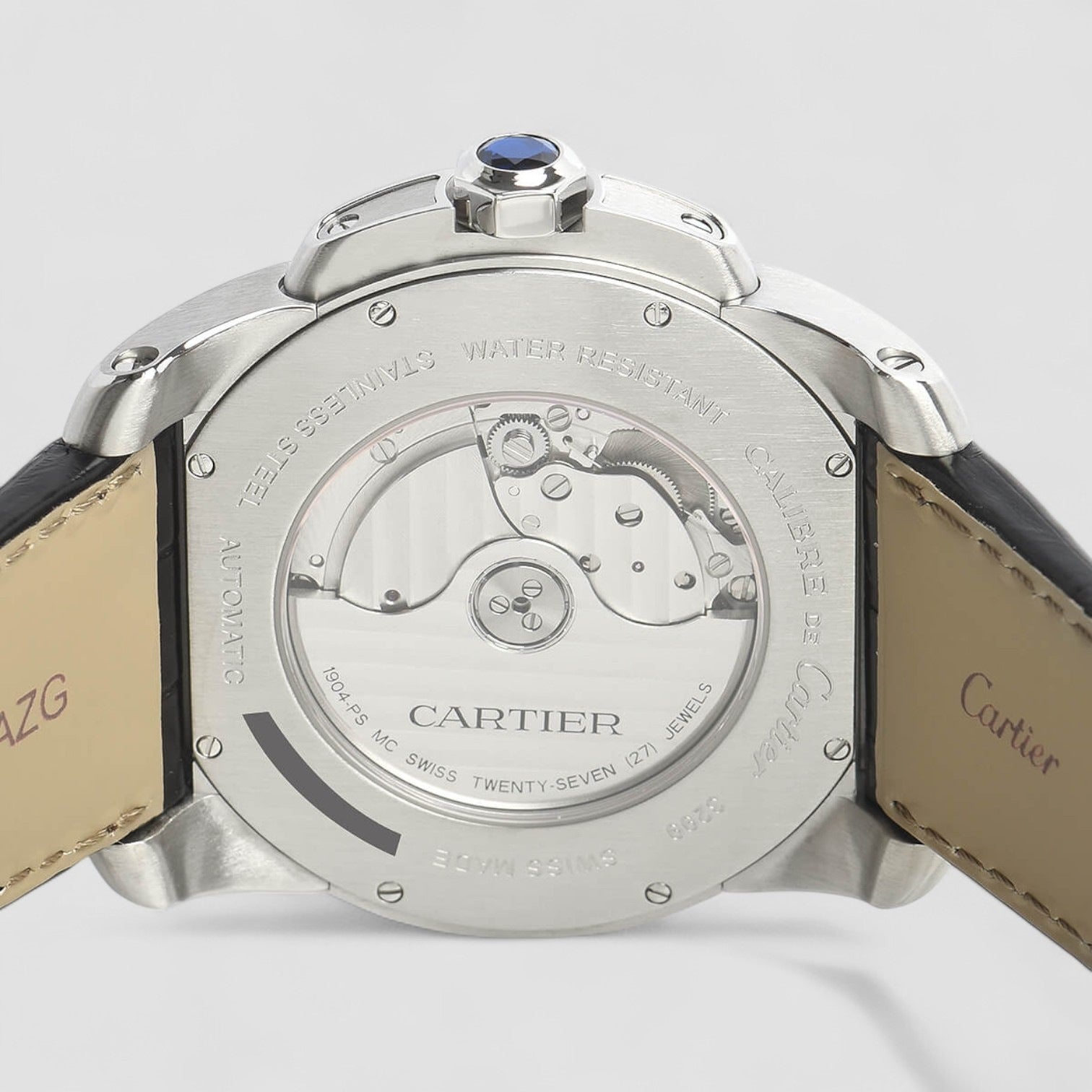 Calibre Steel Rose Gold Silver Dial Mens Watch