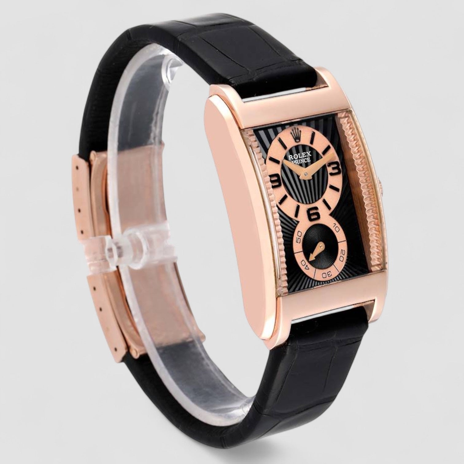 Cellini Prince 18K Rose Gold Black Dial Mens Watch