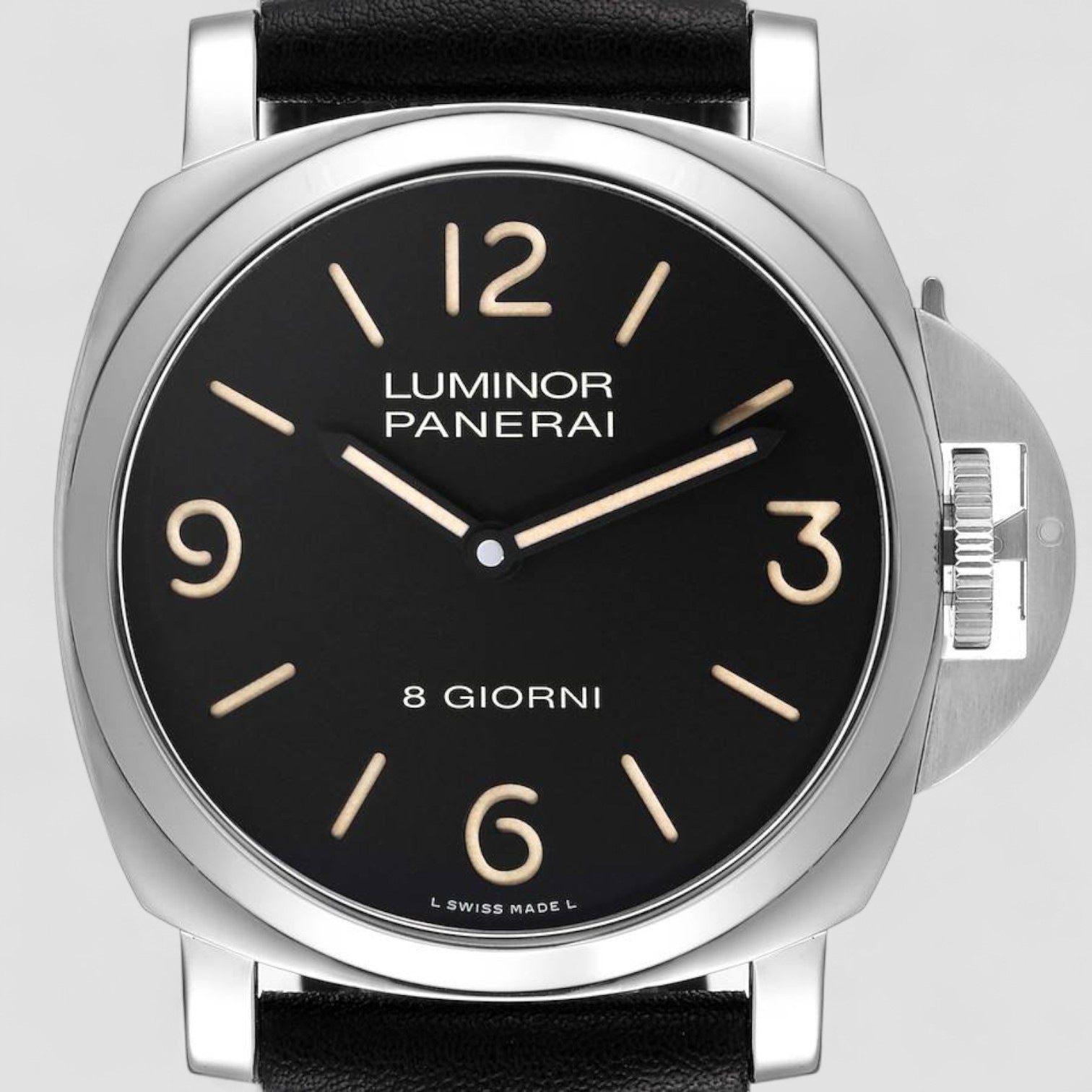 Luminor 8 Giorni Black Dial Steel Mens Watch