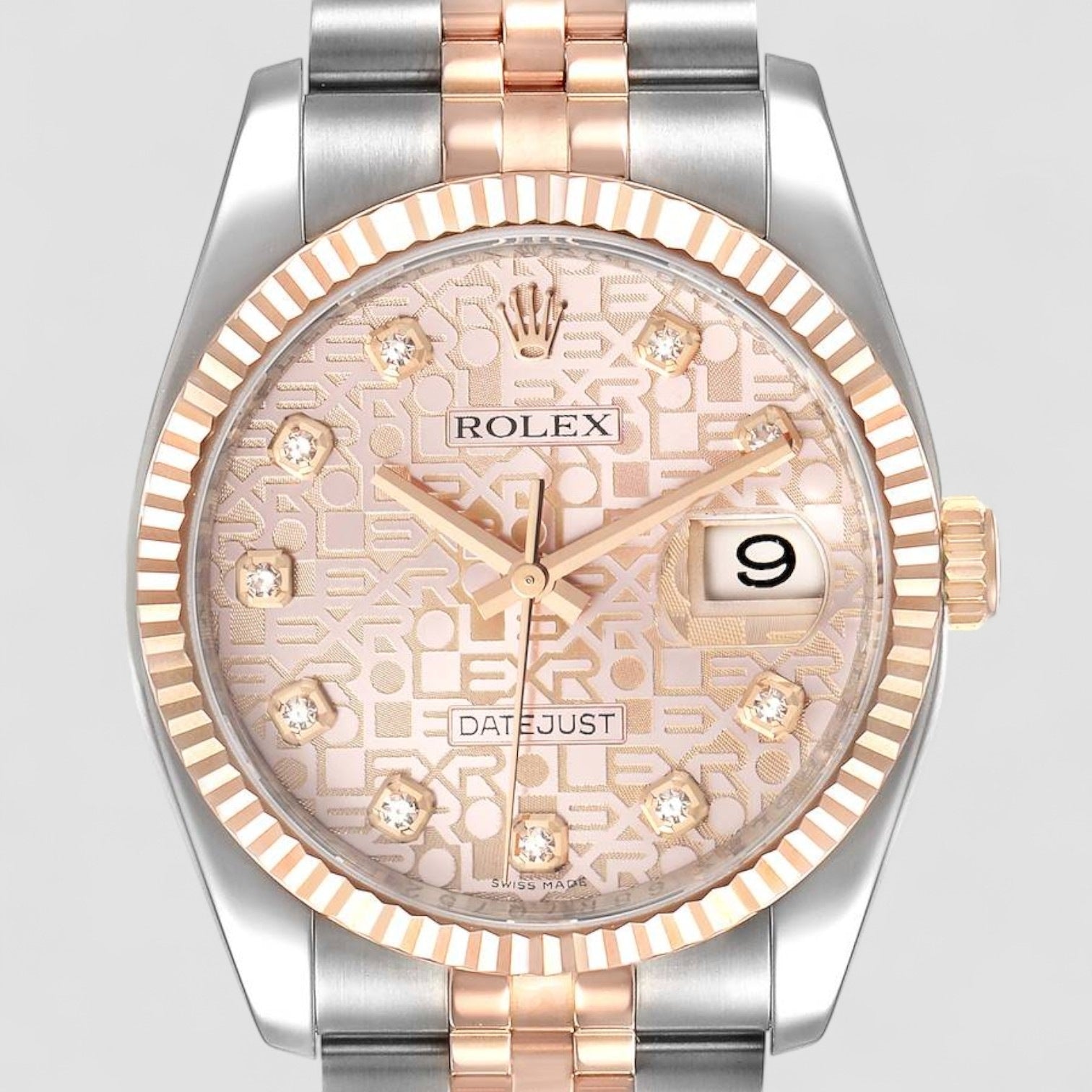 Datejust 36mm Dial Steel Rose Gold Diamond Unisex Watch
