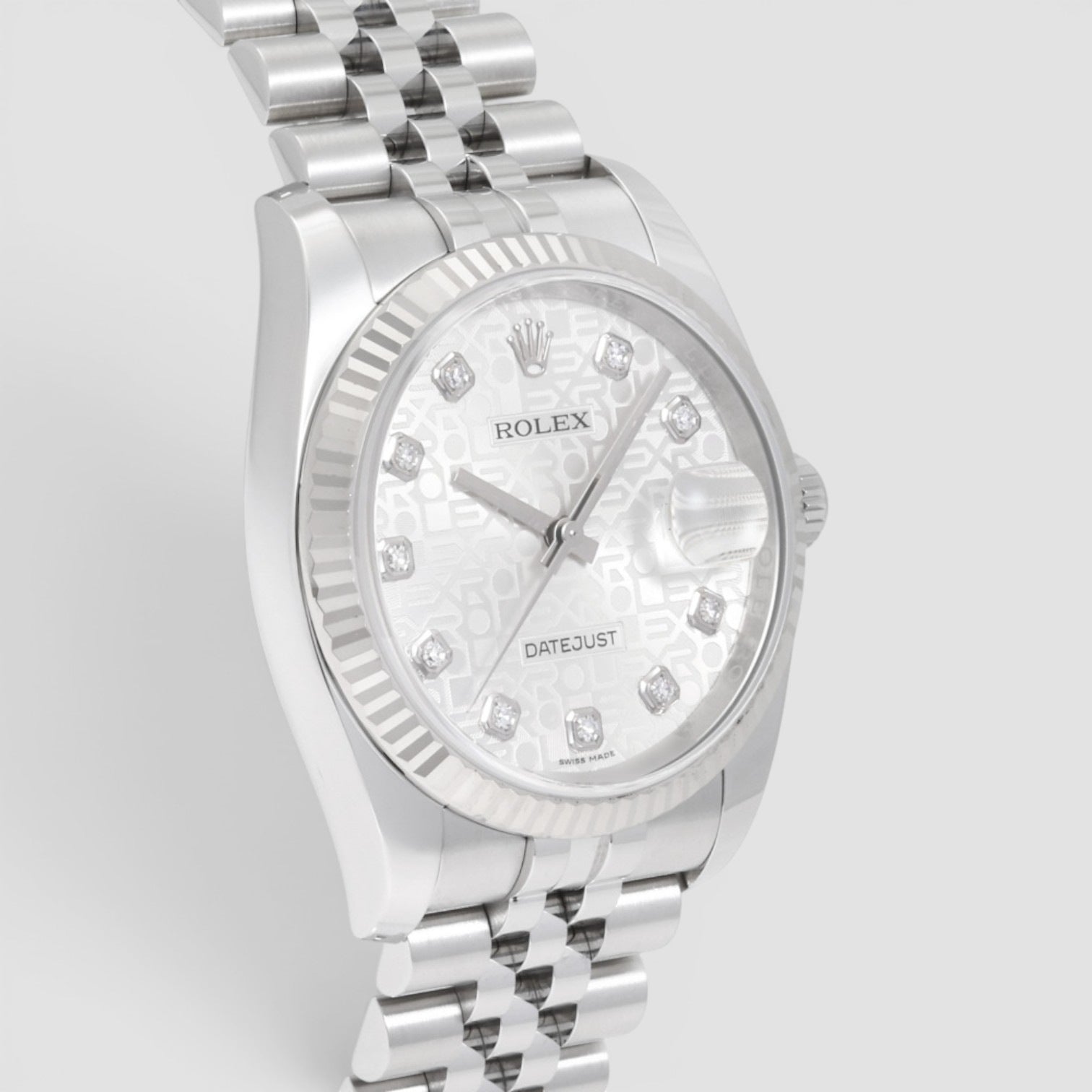Datejust 36mm Stainless Steel & 18K White Gold Silver Diamond Dial