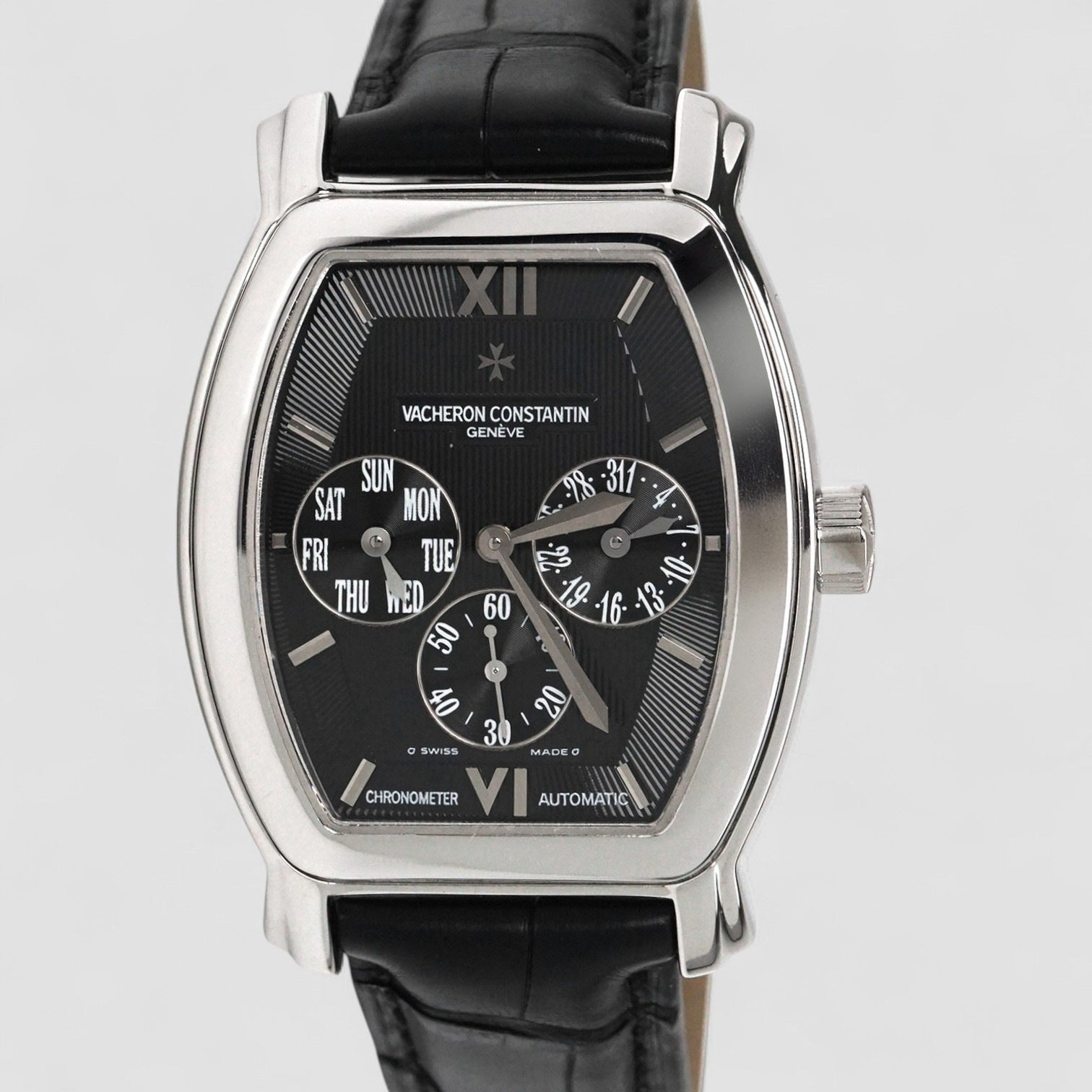 Royal Eagle Day Date Black Dial White Gold