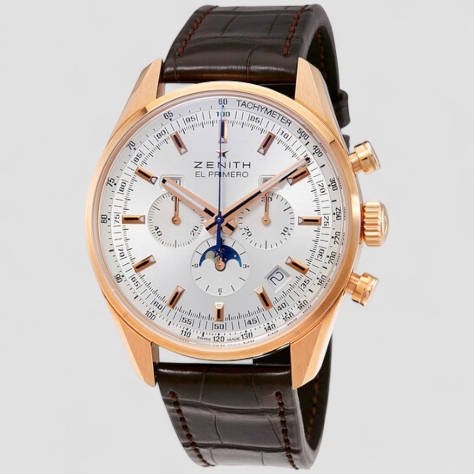 El Primero Automatic Silver Dial 18kt Rose Gold Men's Watch