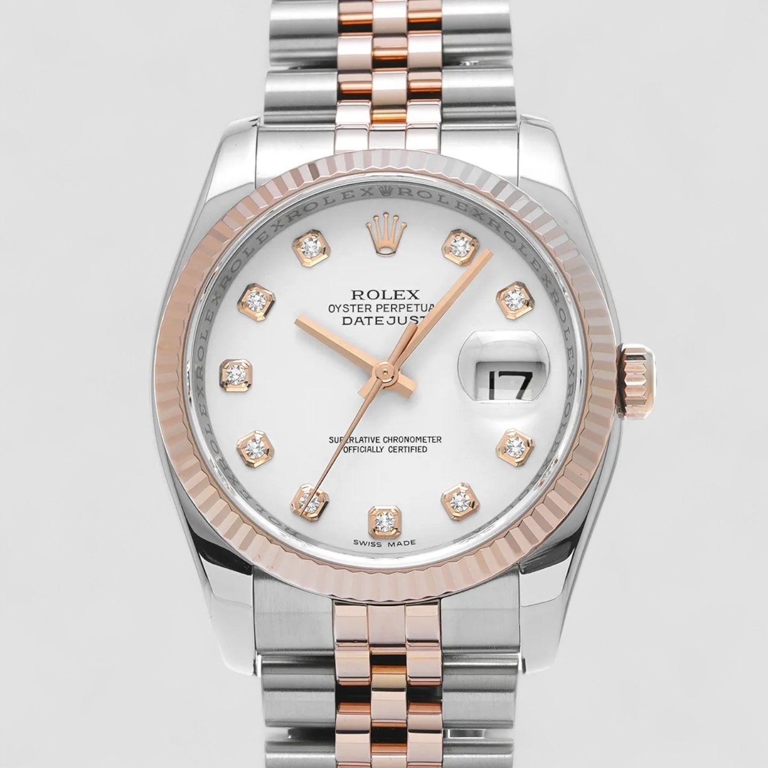 Datejust 36 White Diamond Dial Watch