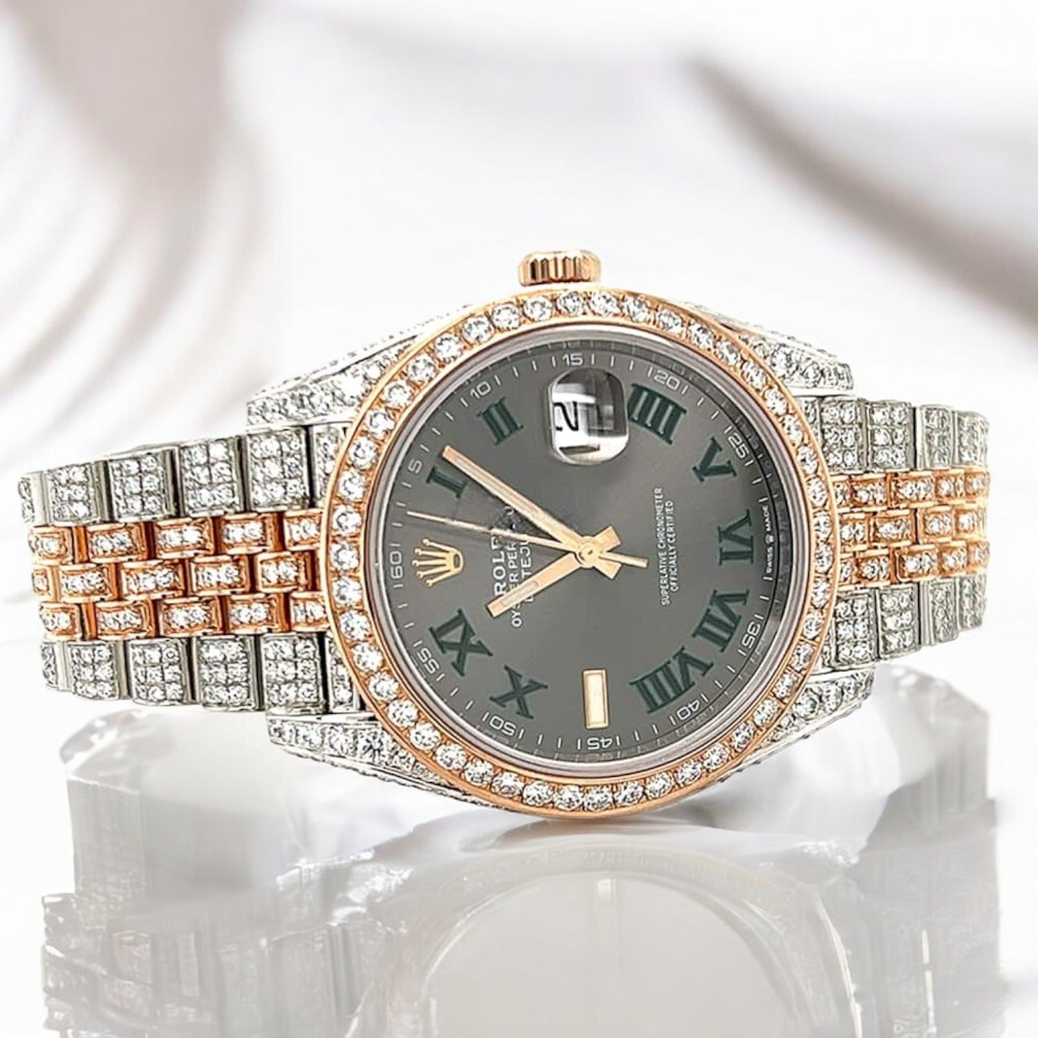 Datejust 41 – Jubilee – “Wimbledon” Dial – Custom Diamond-Set - Iced Out