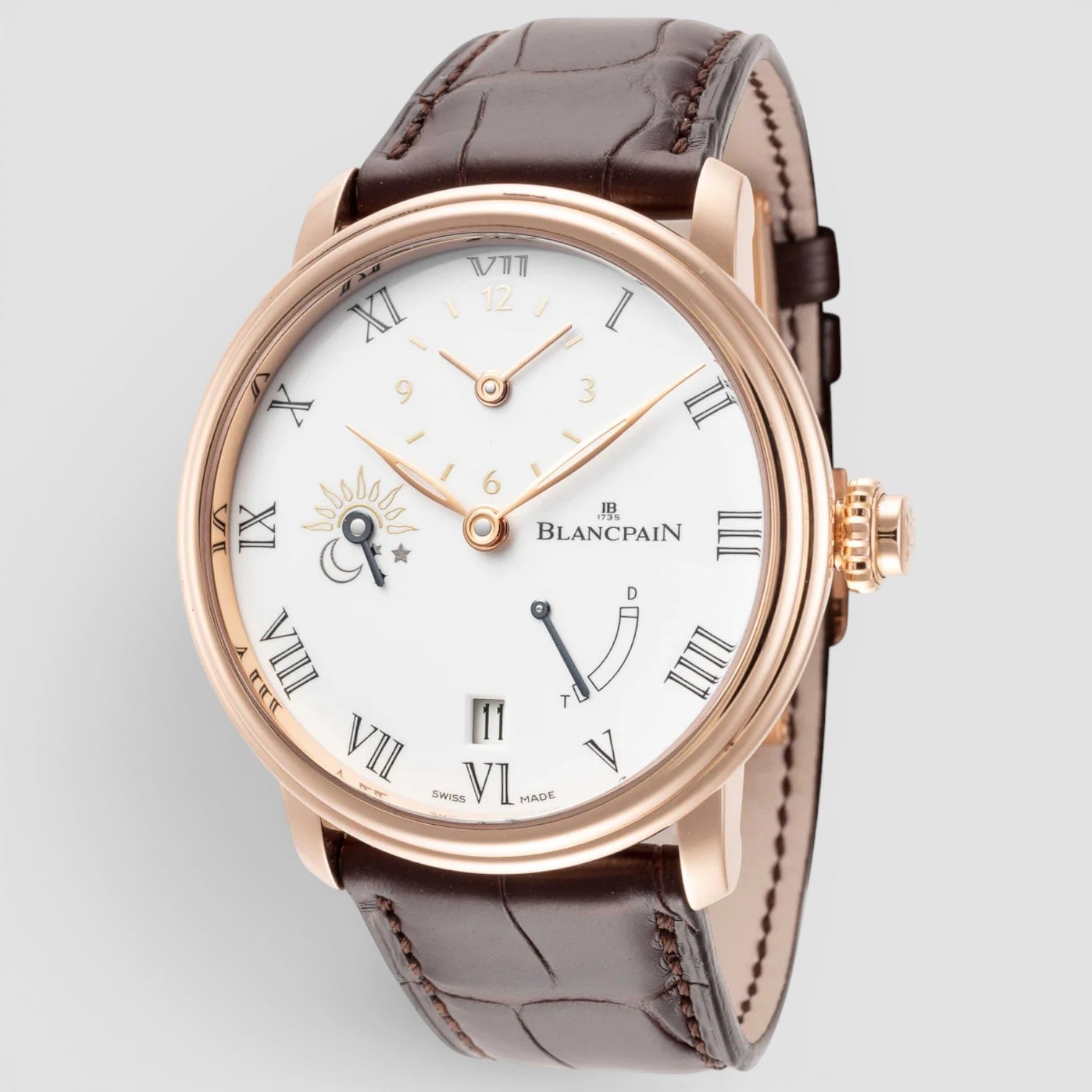 Villeret Demi-Fuseau Horaire 8 Jours 42mm Rose Gold White Dial