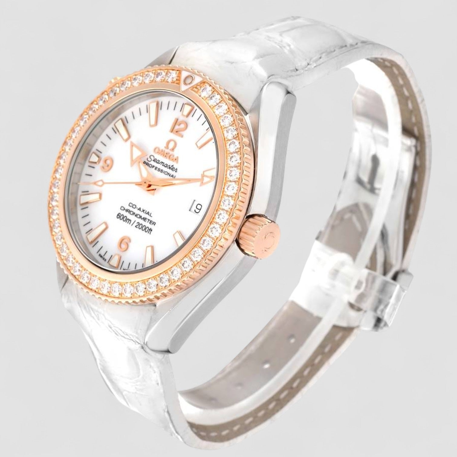 Seamaster Planet Ocean Rose Gold Diamond Mens Watch