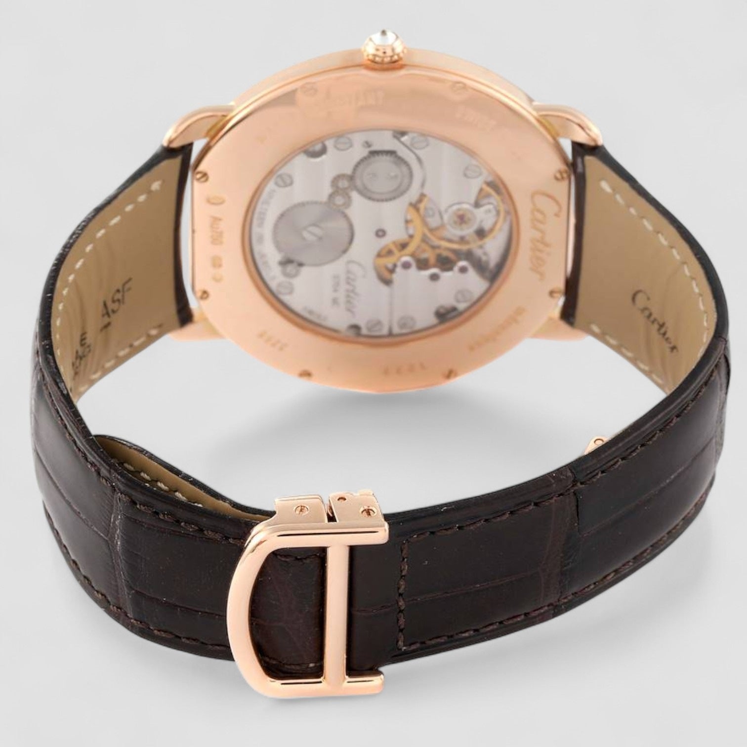 Ronde Louis Rose Gold Diamond Bezel Mens Watch