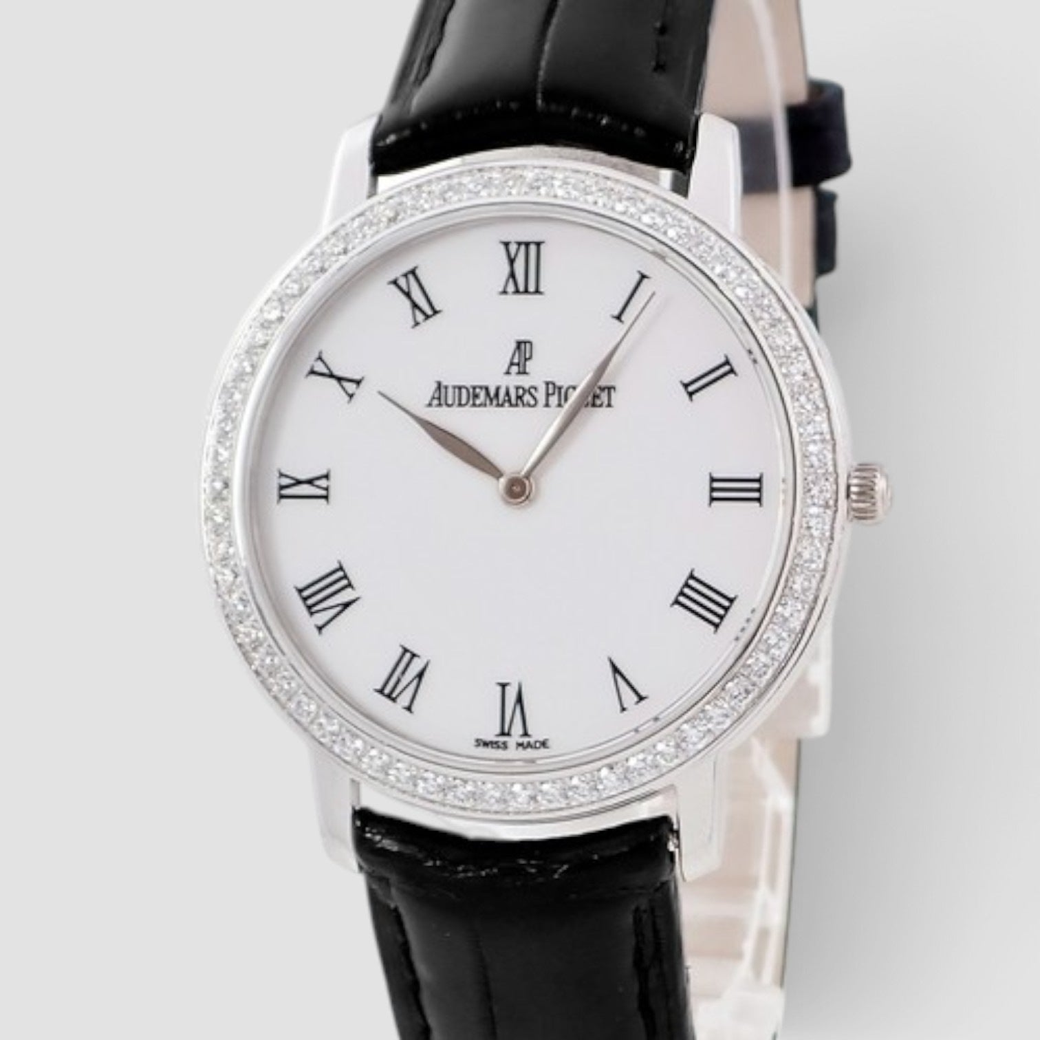 Jules Audemars 33mm 18K White Gold Diamond Bezel White Dial