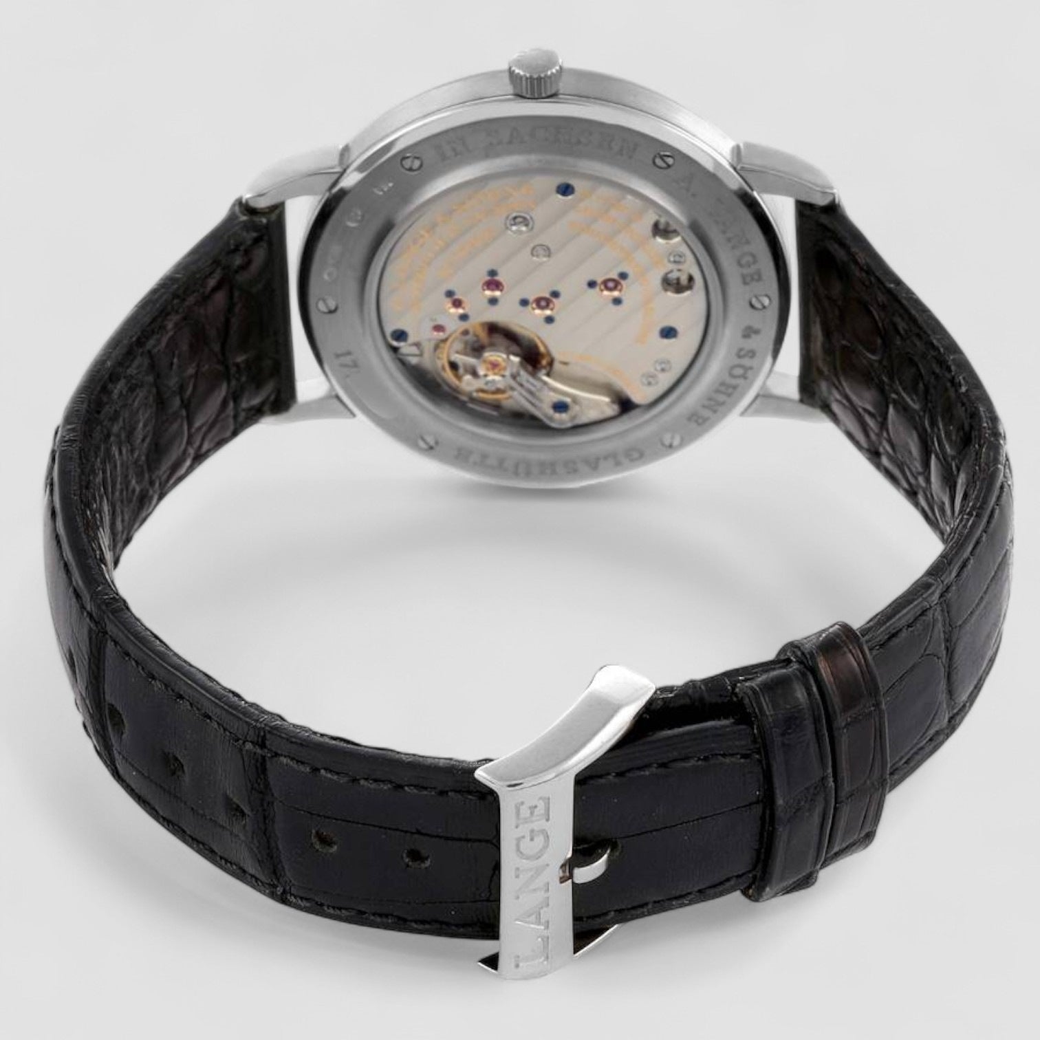 Saxonia White Gold Black Dial Mens Watch