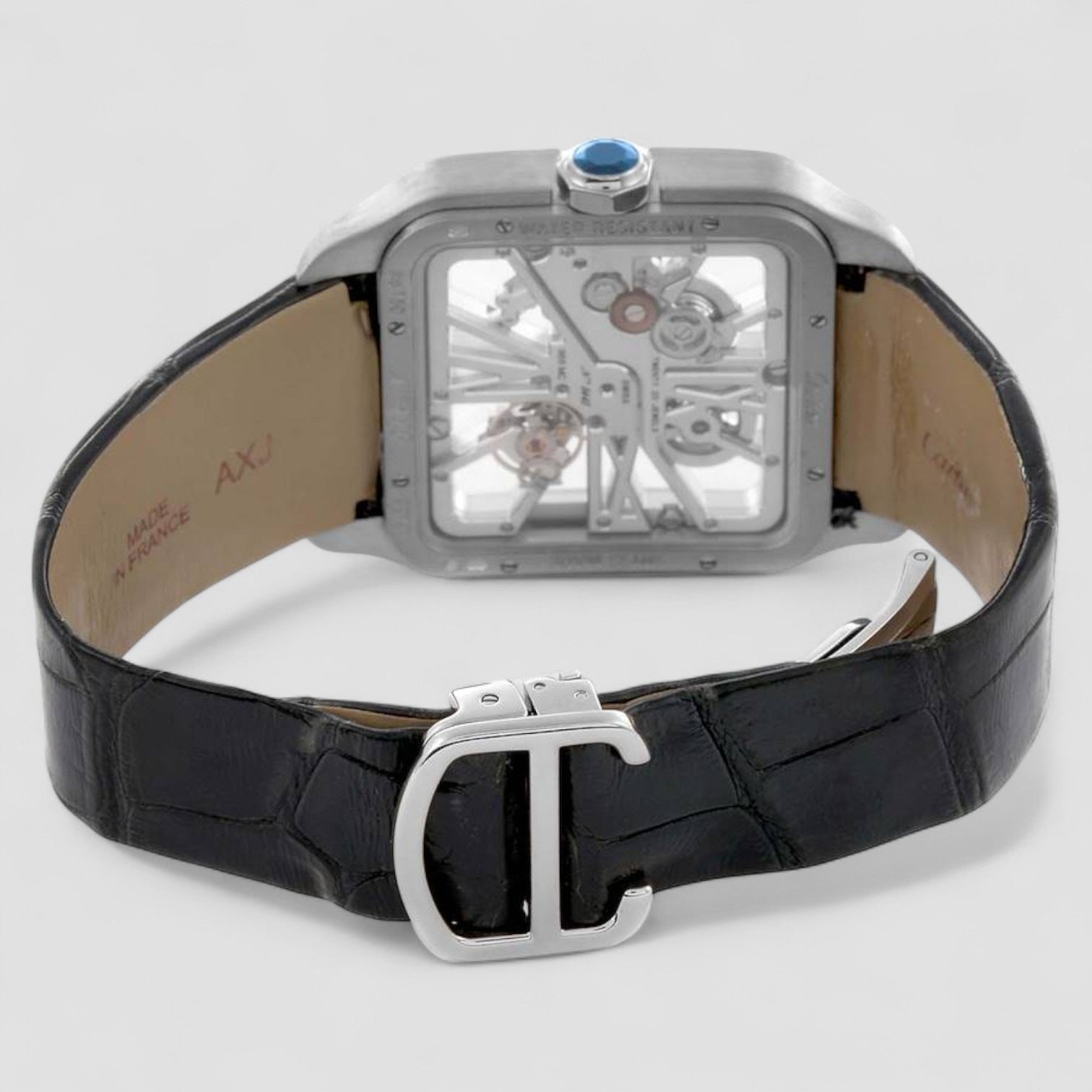 Santos Dumont Skeleton Dial White Gold Watch