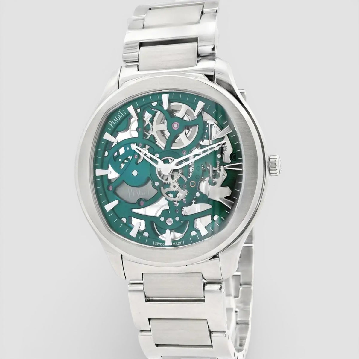 Skeleton 42mm Stainless Steel Green Dial