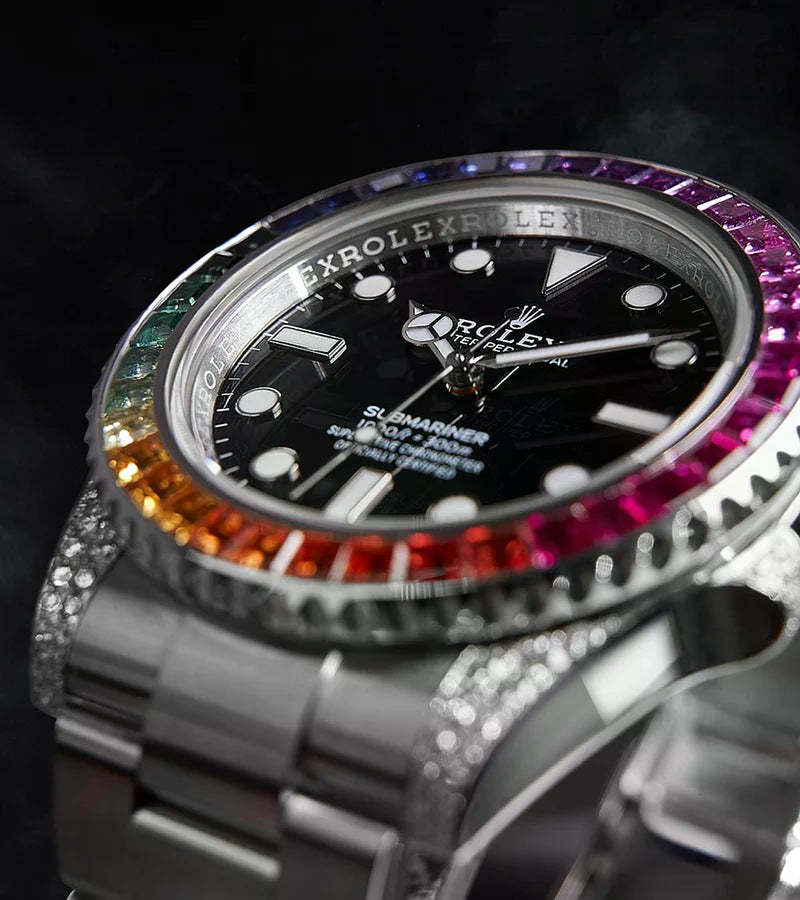 Submariner – 41mm – Black Dial – Custom Diamond-Set – Rainbow bezel - Iced Out