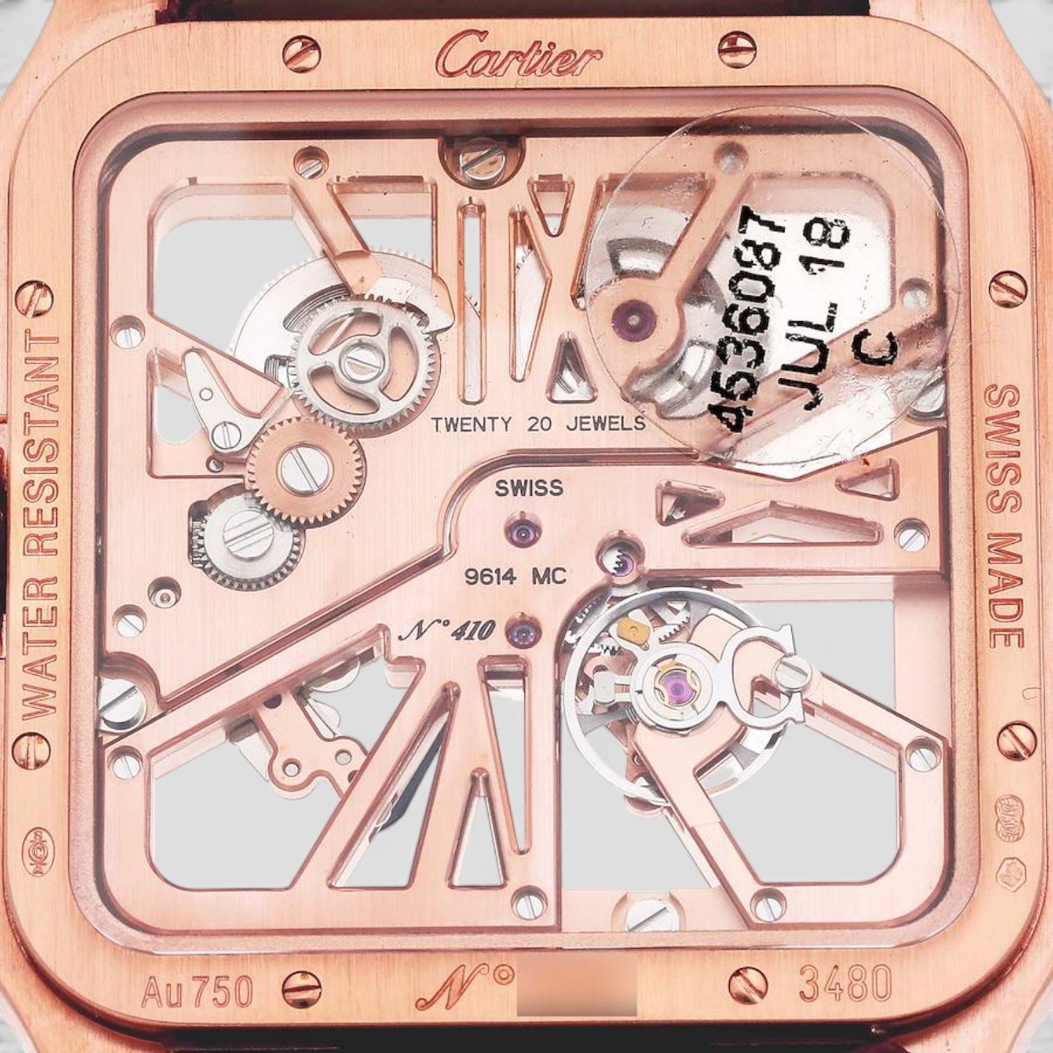 Santos-Dumont Skeleton 18K Rose Gold 38 x 47 mm