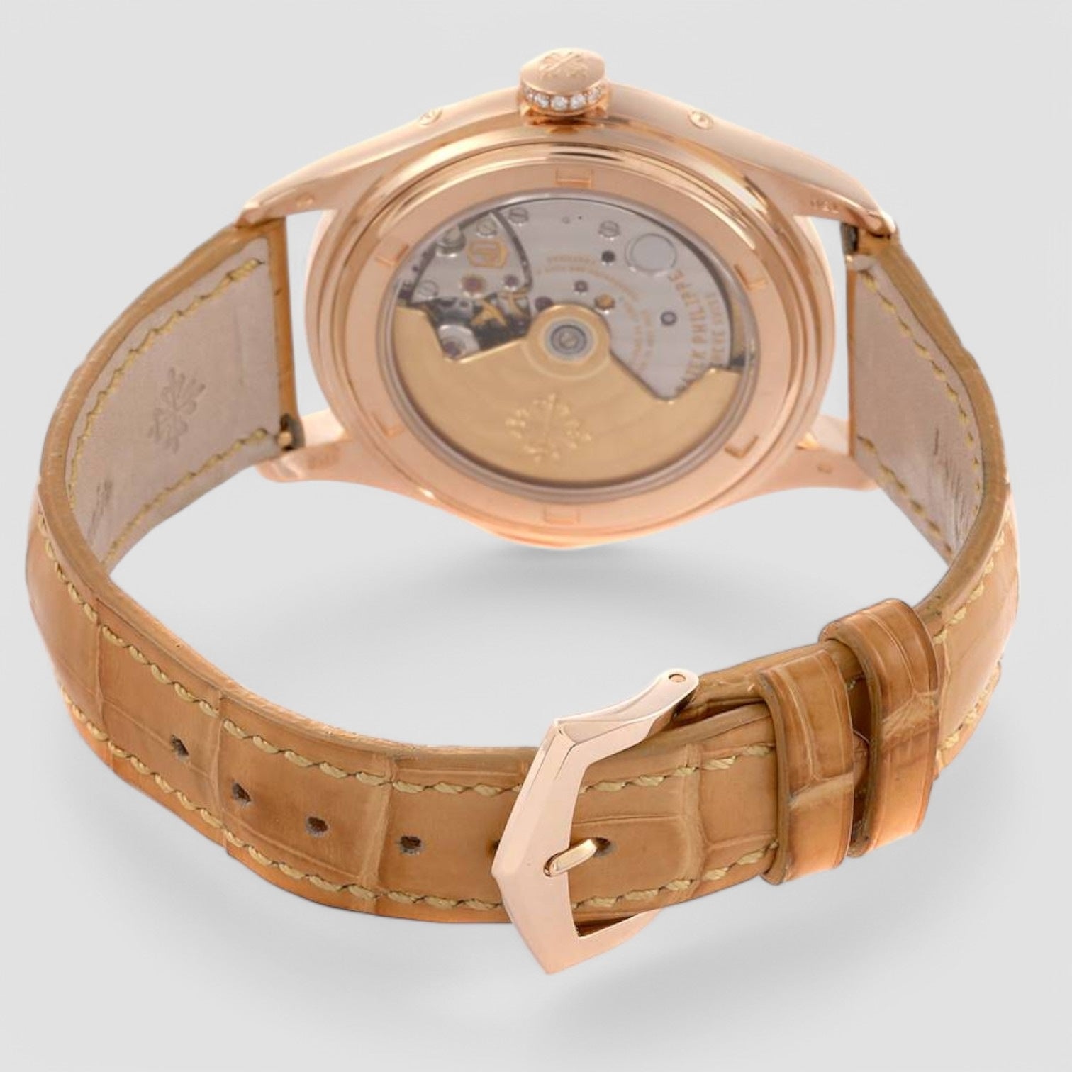 Annual Calendar Rose Gold Mother of Pearl Diamond Mens Watch