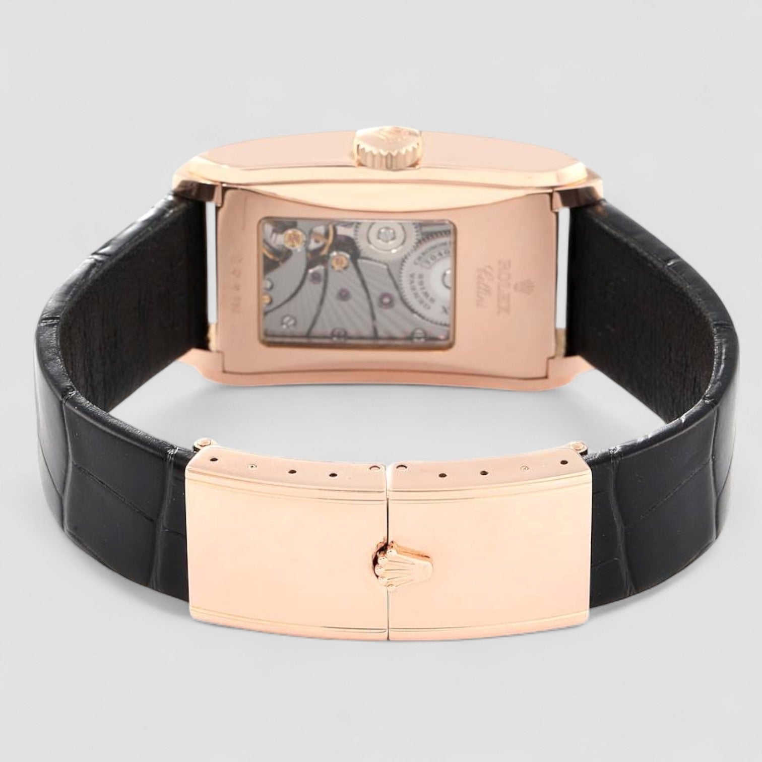 Cellini Prince 18K Rose Gold Black Dial Mens Watch