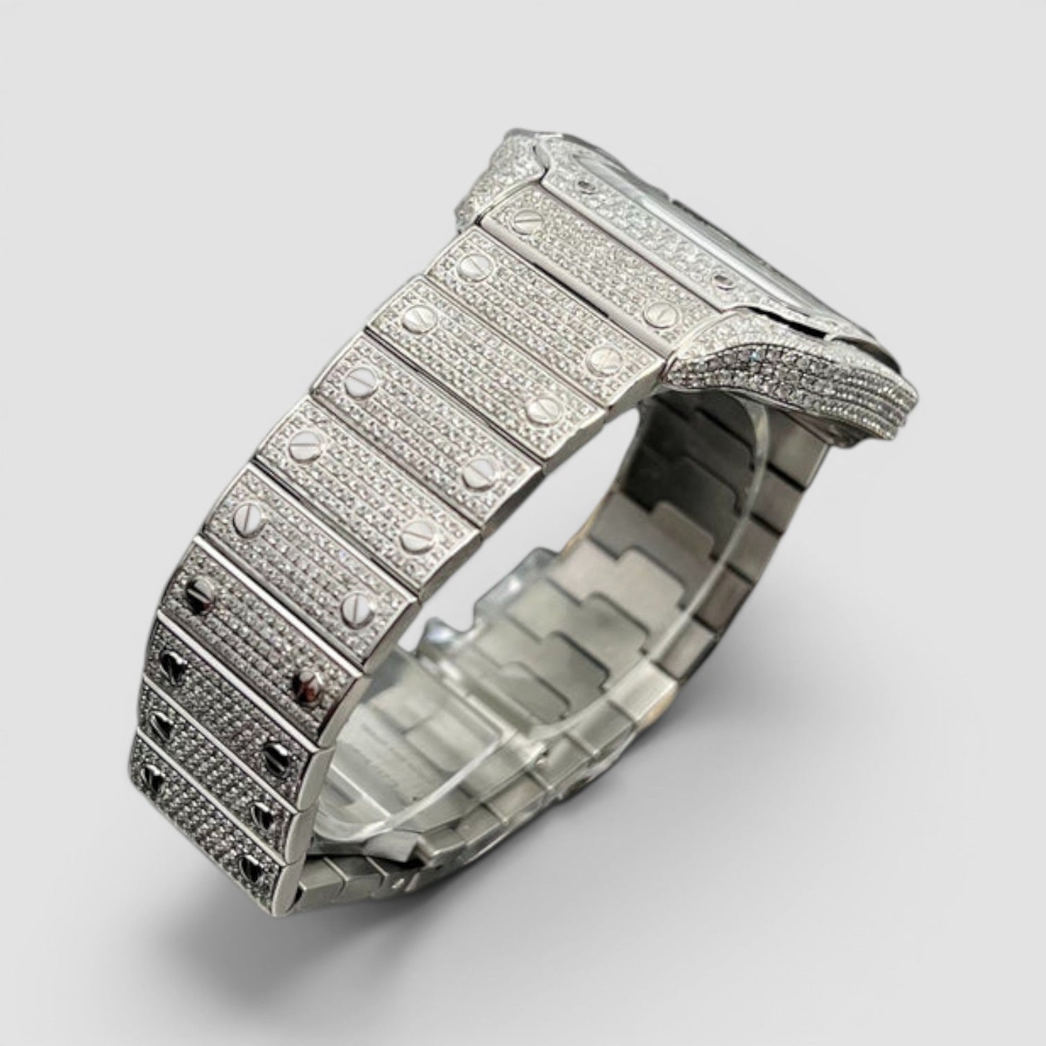 Santos De Cartier Fully Iced Out - Arabic Dial
