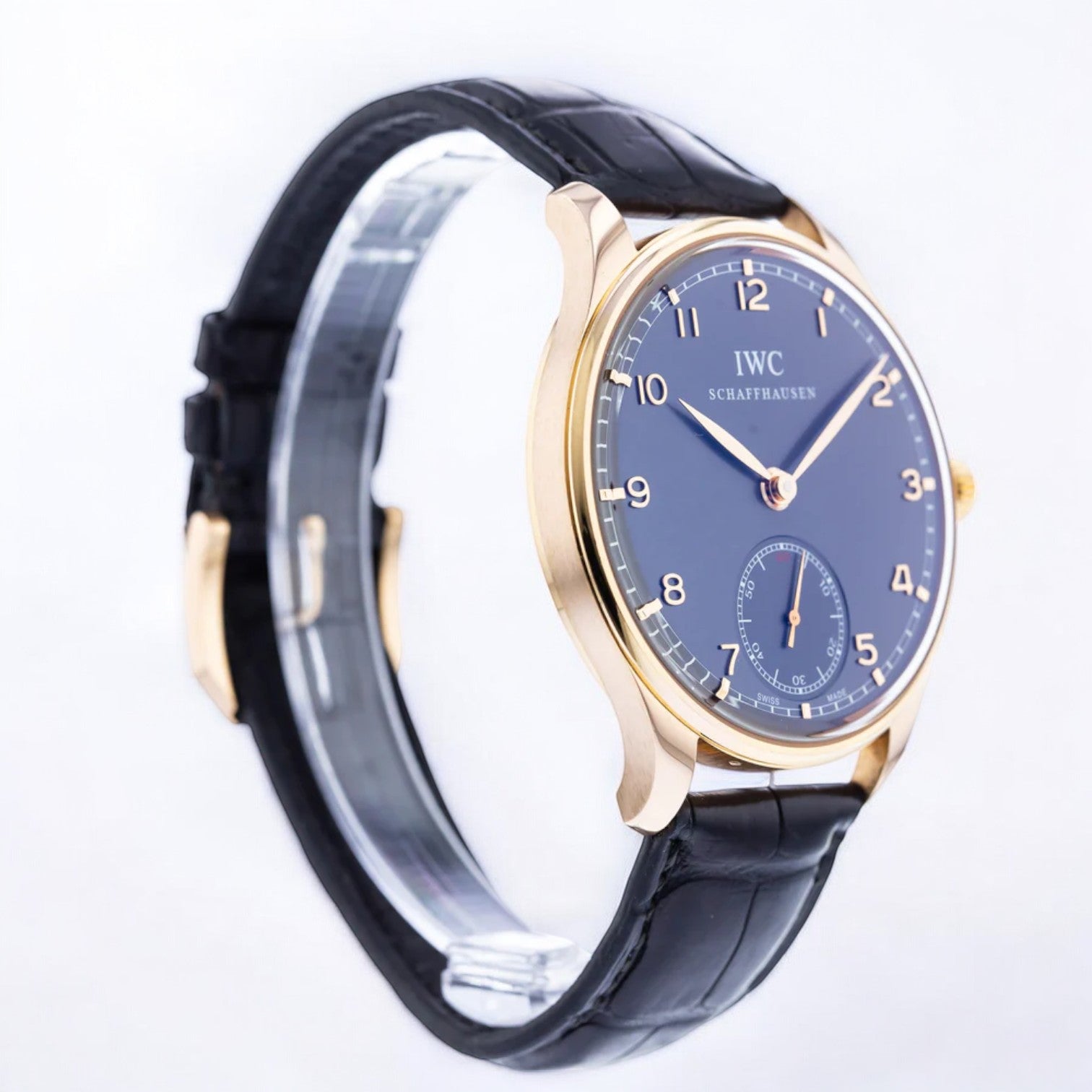 Portuguese Hand Wound Silver Dial 18K Rose Gold