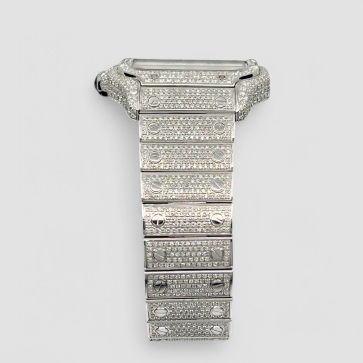 Santos De Cartier Iced Out Diamond – White Dial