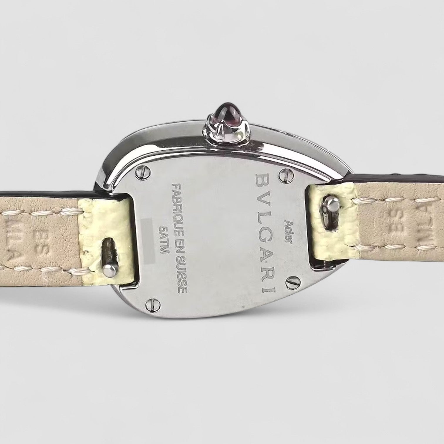 Serpenti White Mother of Pearl Dial Ladies Double Leather Watch