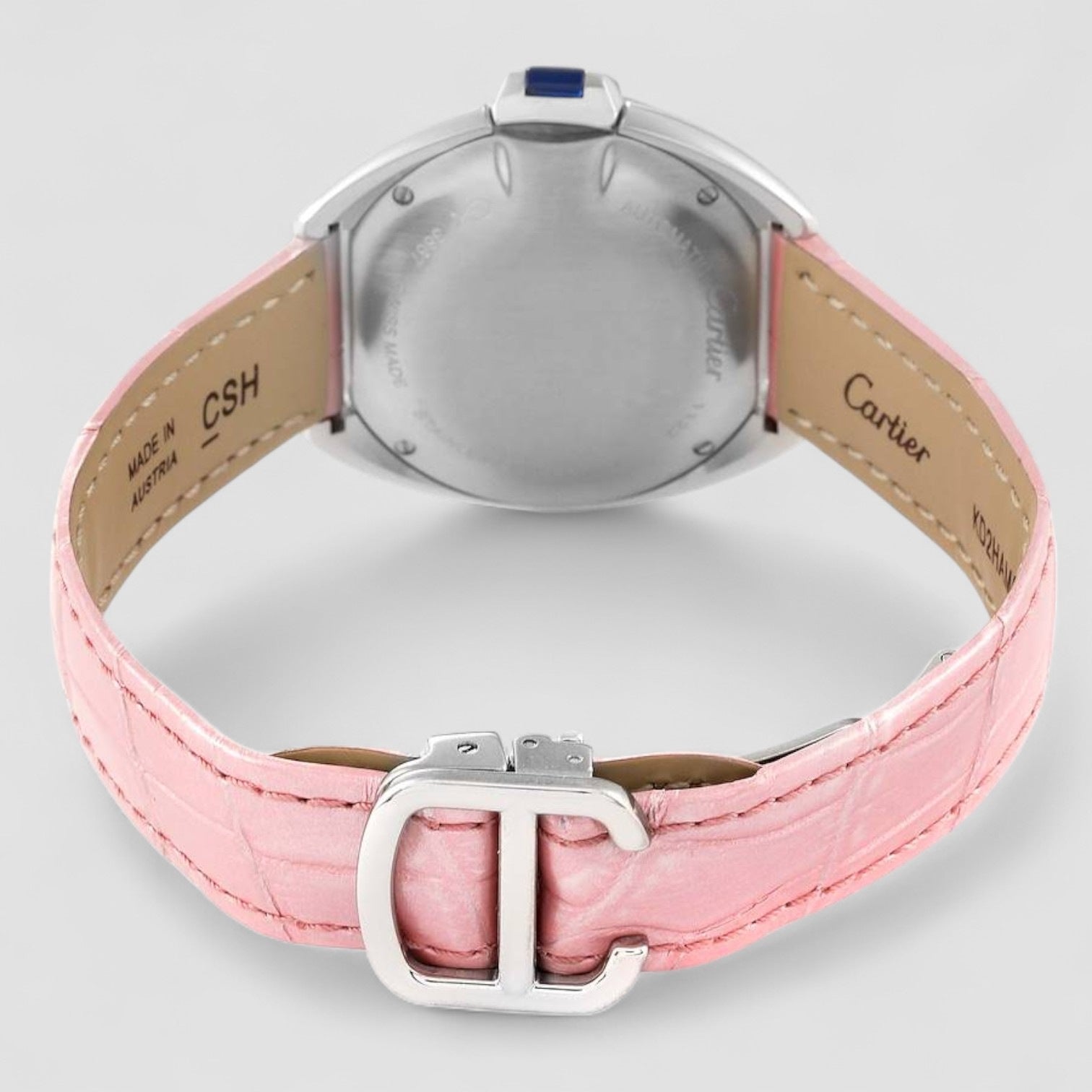 Cle Silver Guilloche Dial Diamond Steel Ladies Watch