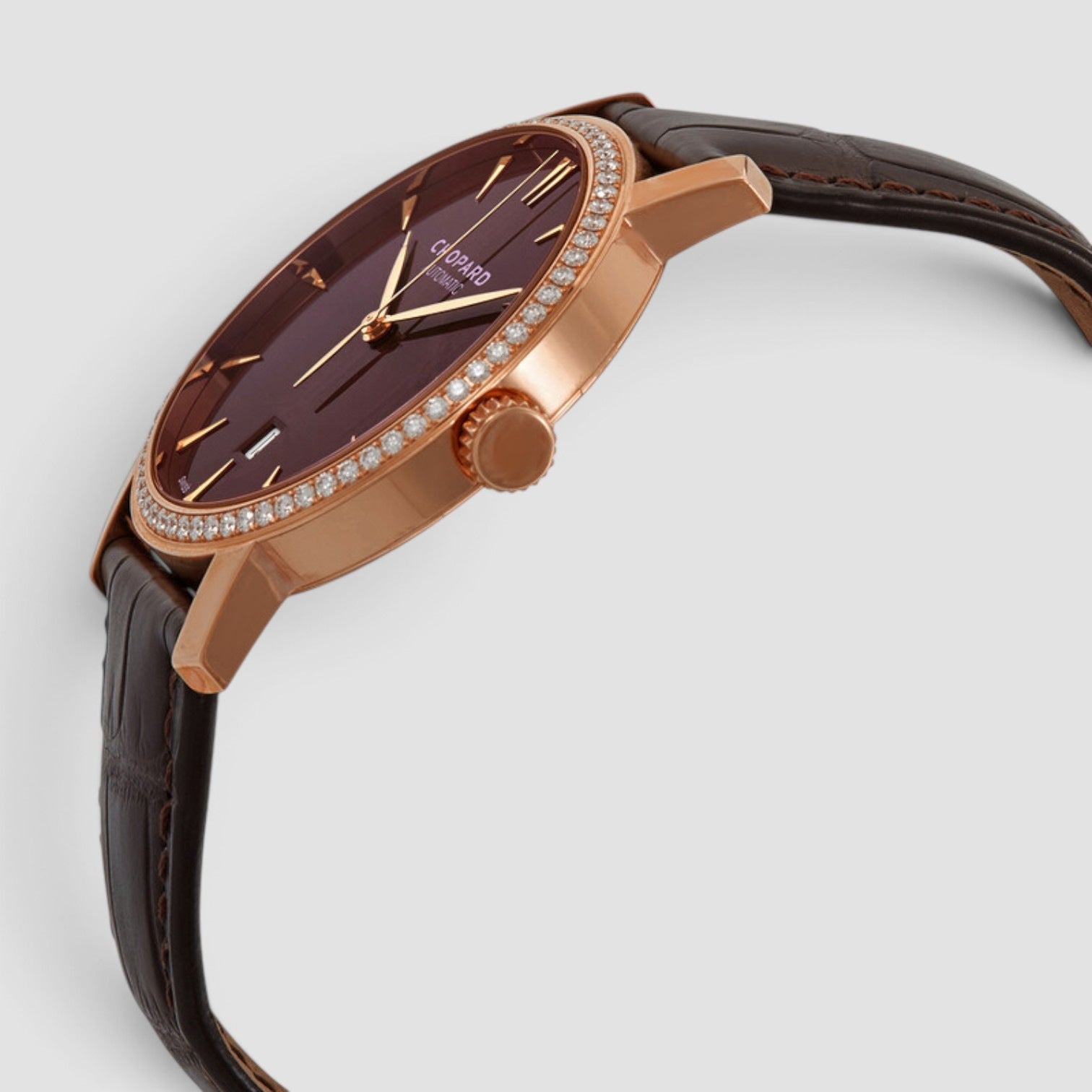 Chopard Classic 18kt Rose Gold Diamond Automatic Brown Dial