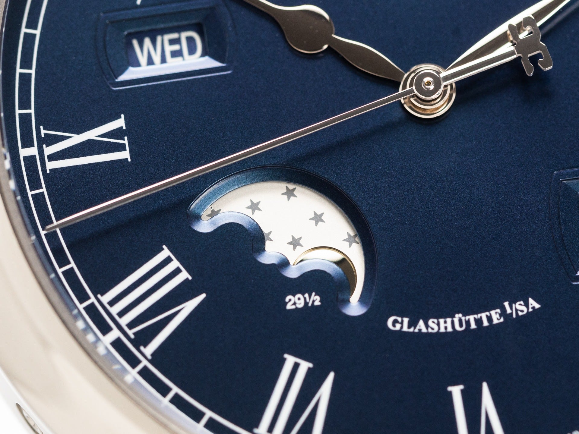 Senator Perpetual Calendar Stainless Steel / Blue / Alligator / Folding