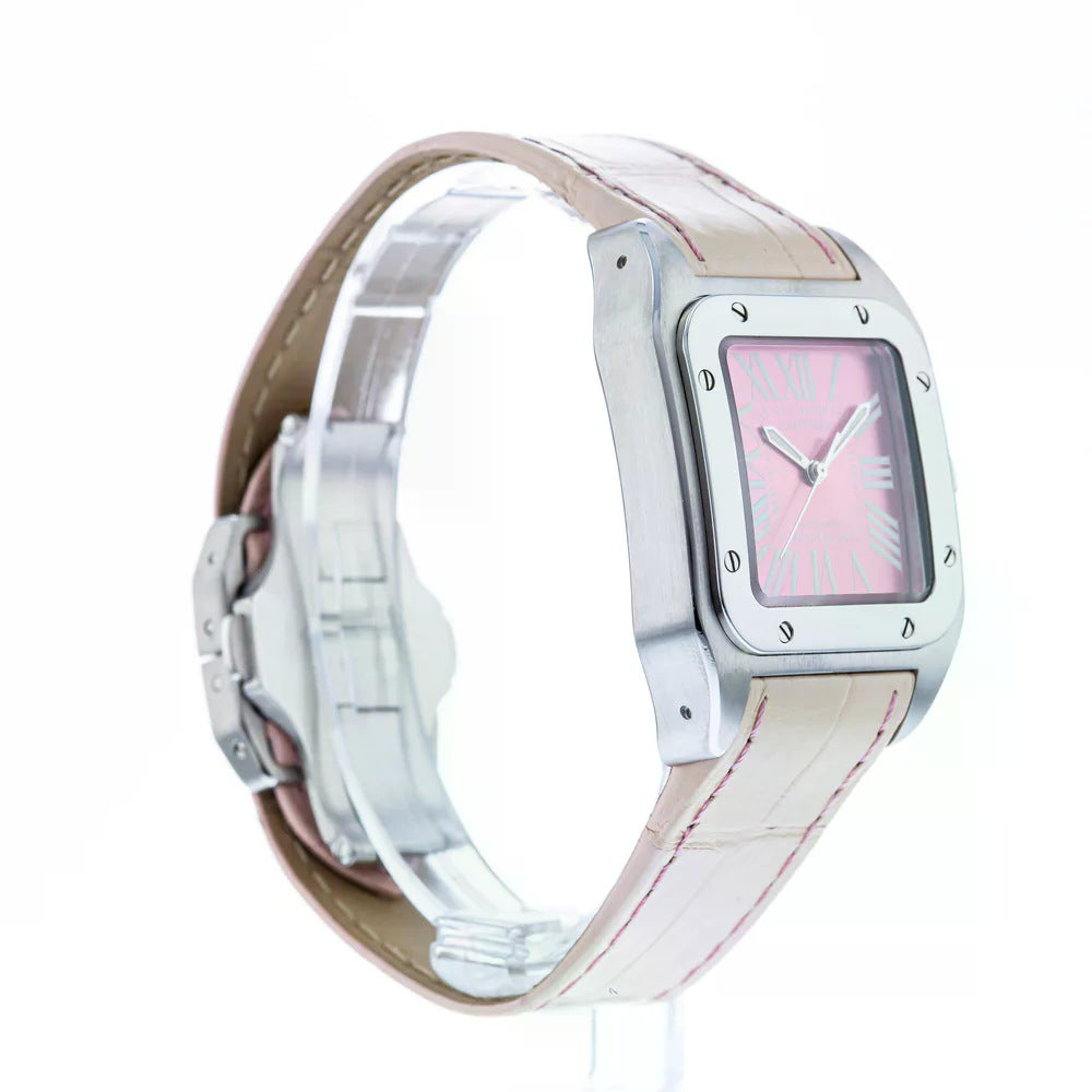 Santos 100 Pink dial automatic