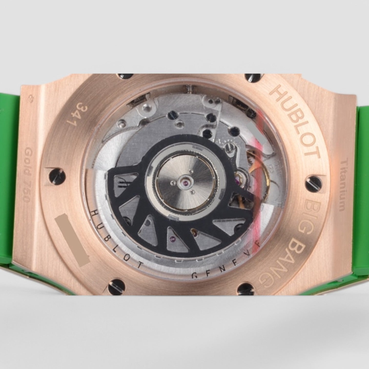 Tutti Frutti Rose Gold White Arabic Dial Tsavorite Bezel & Green Leather 41mm