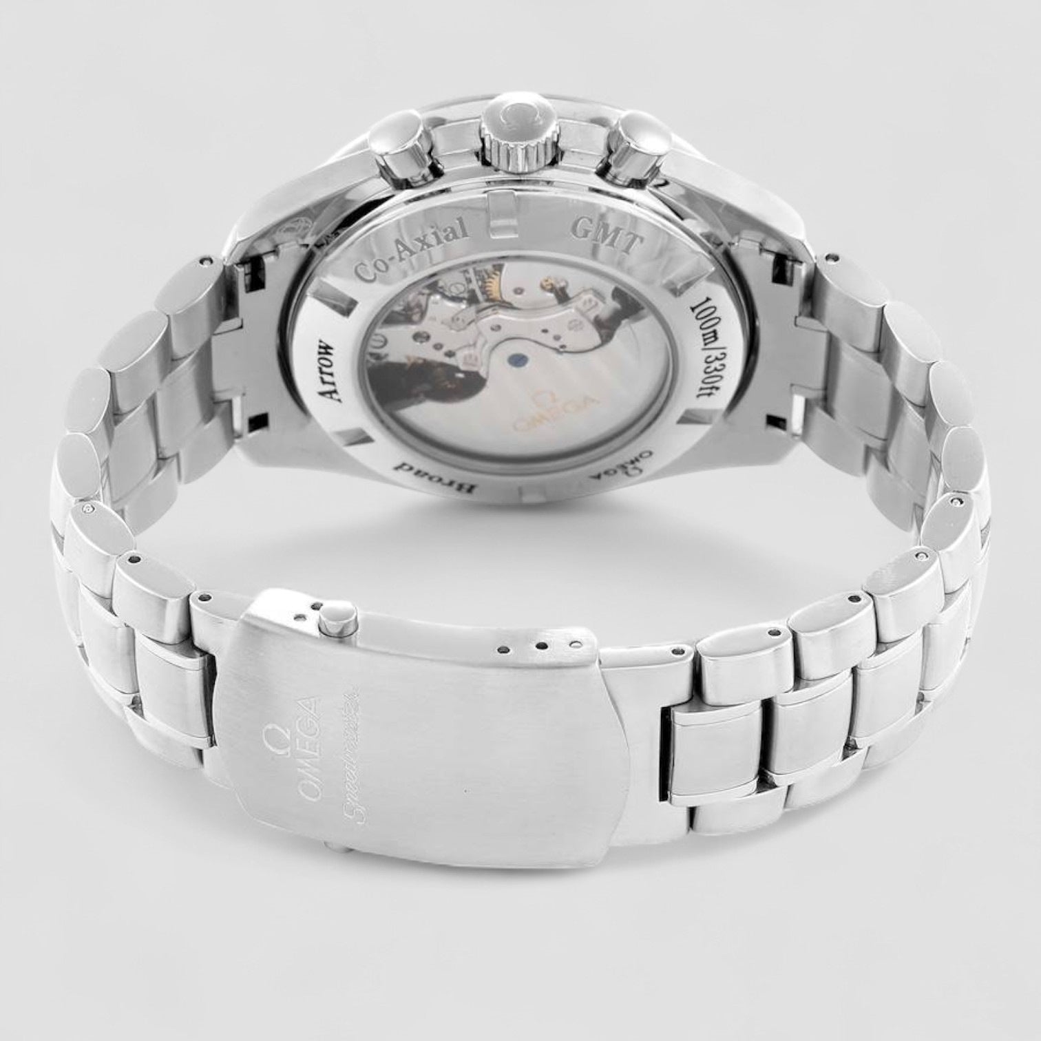 Speedmaster Broad Arrow Co-Axial GMT Steel Mens Watch