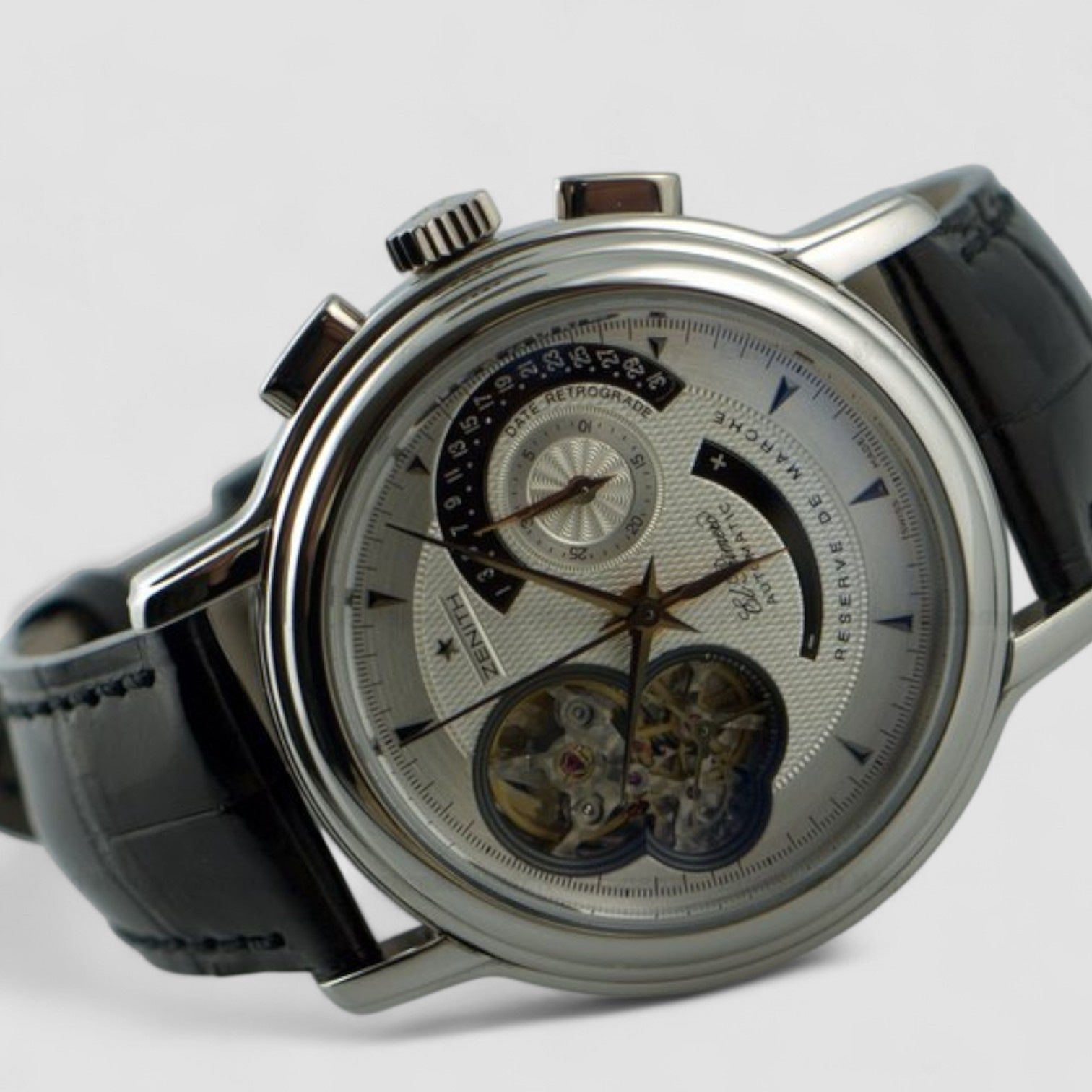 Chronomaster T Open Date Retrograde Platinum Silver Dial