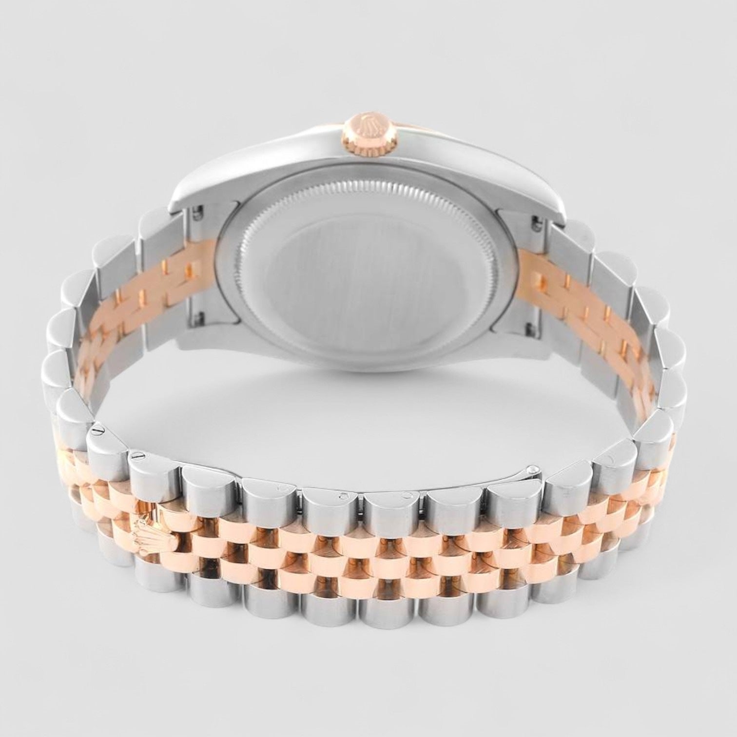 Datejust Steel Rose Gold Pink Diamond Dial Mens Watch