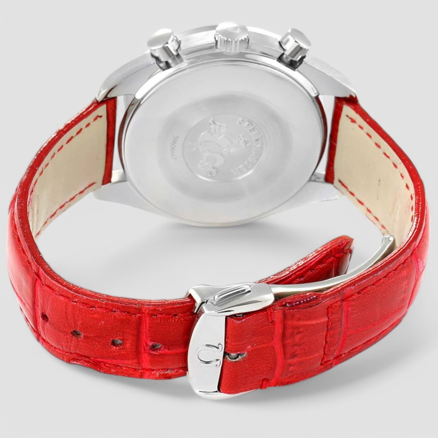 Speedmaster Mother of Pearl Red Strap Ladies Watch