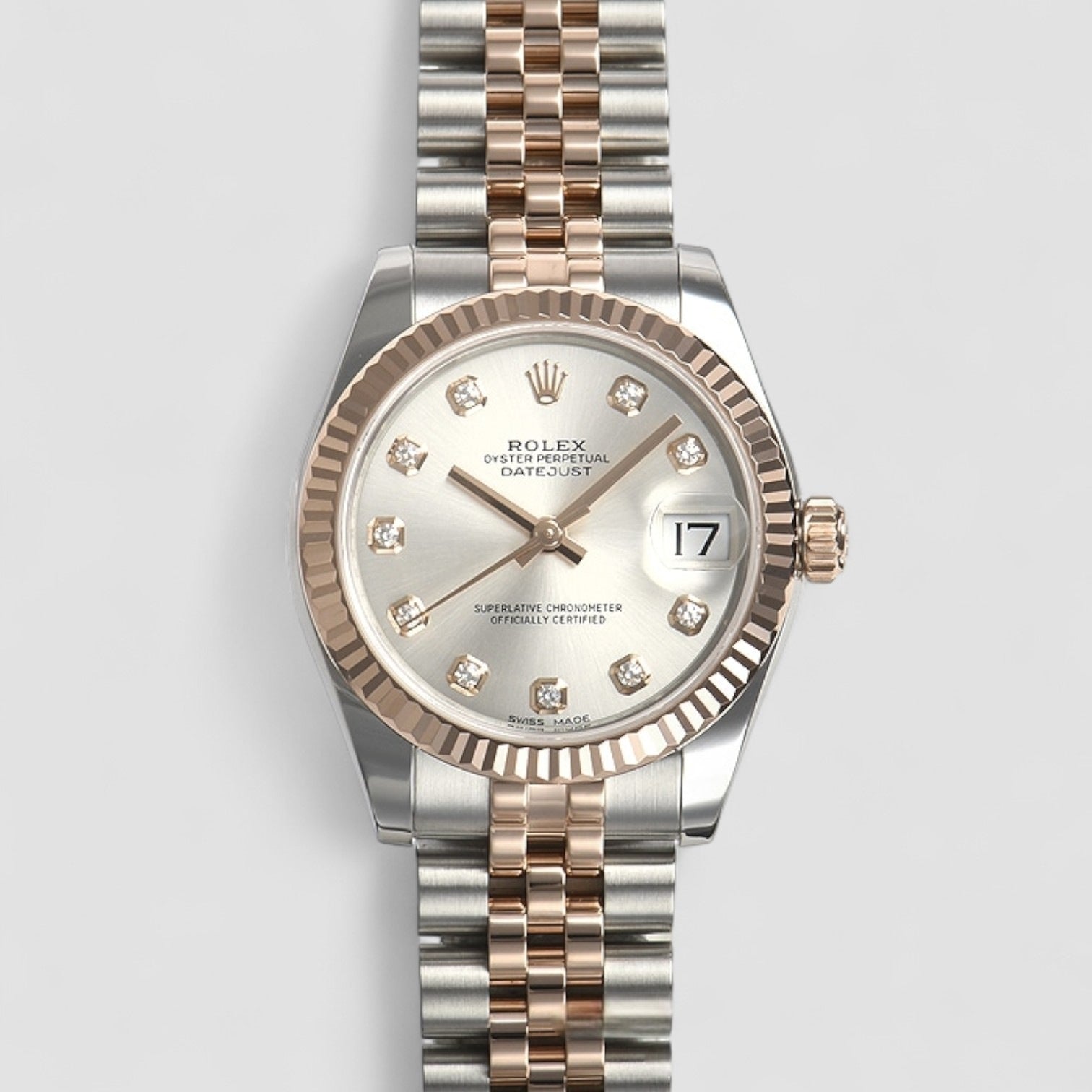 Datejust 31 Silver Diamond Dial Rose Gold