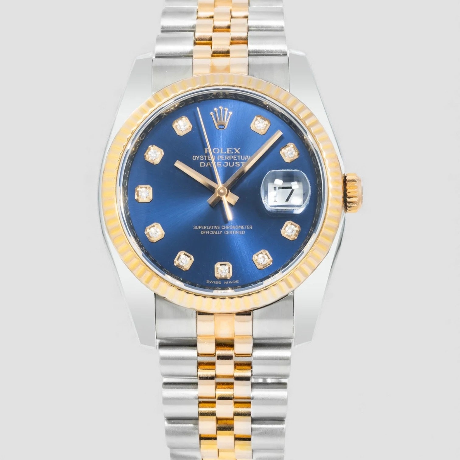 Datejust 36mm Steel & Rose Gold Blue Diamond Dial and Jubilee Bracelet