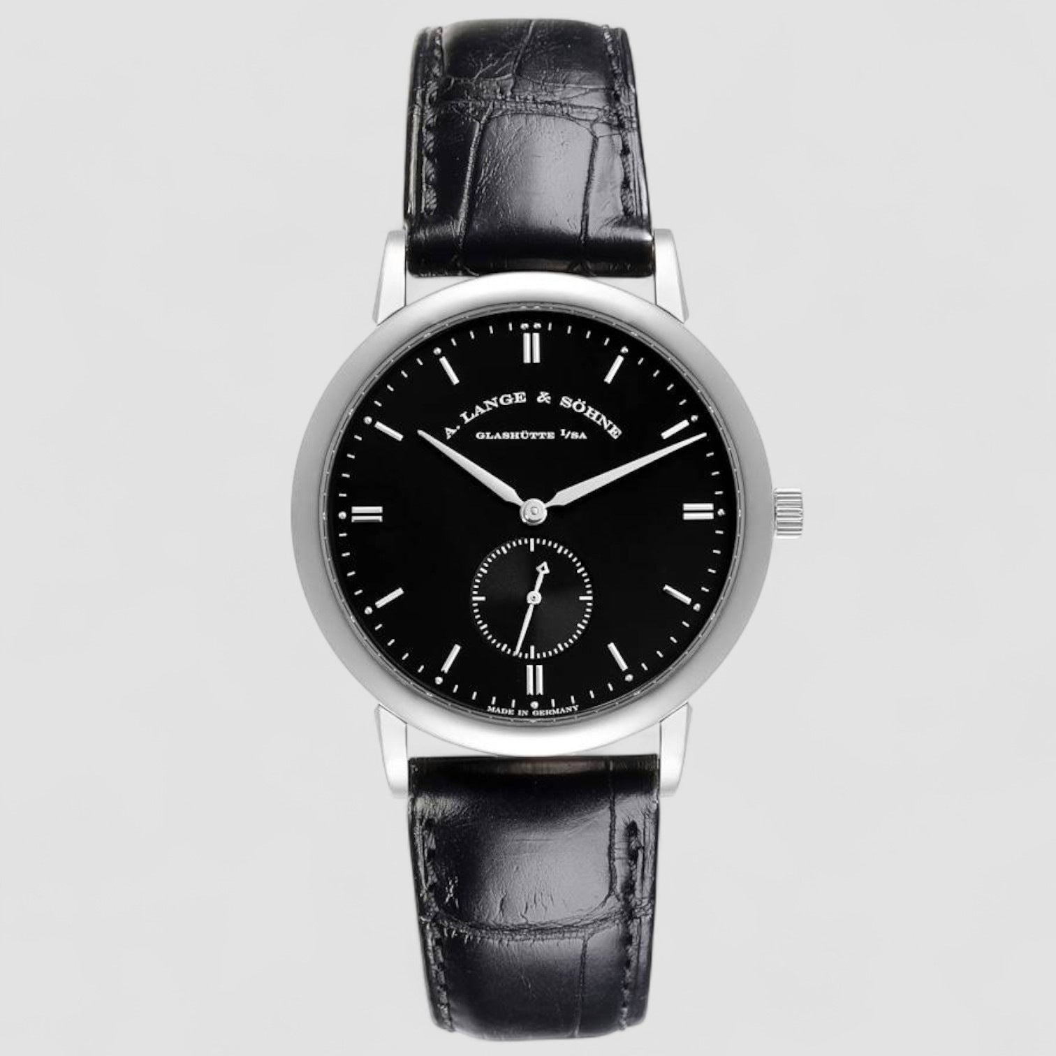 Saxonia White Gold Black Dial Mens Watch
